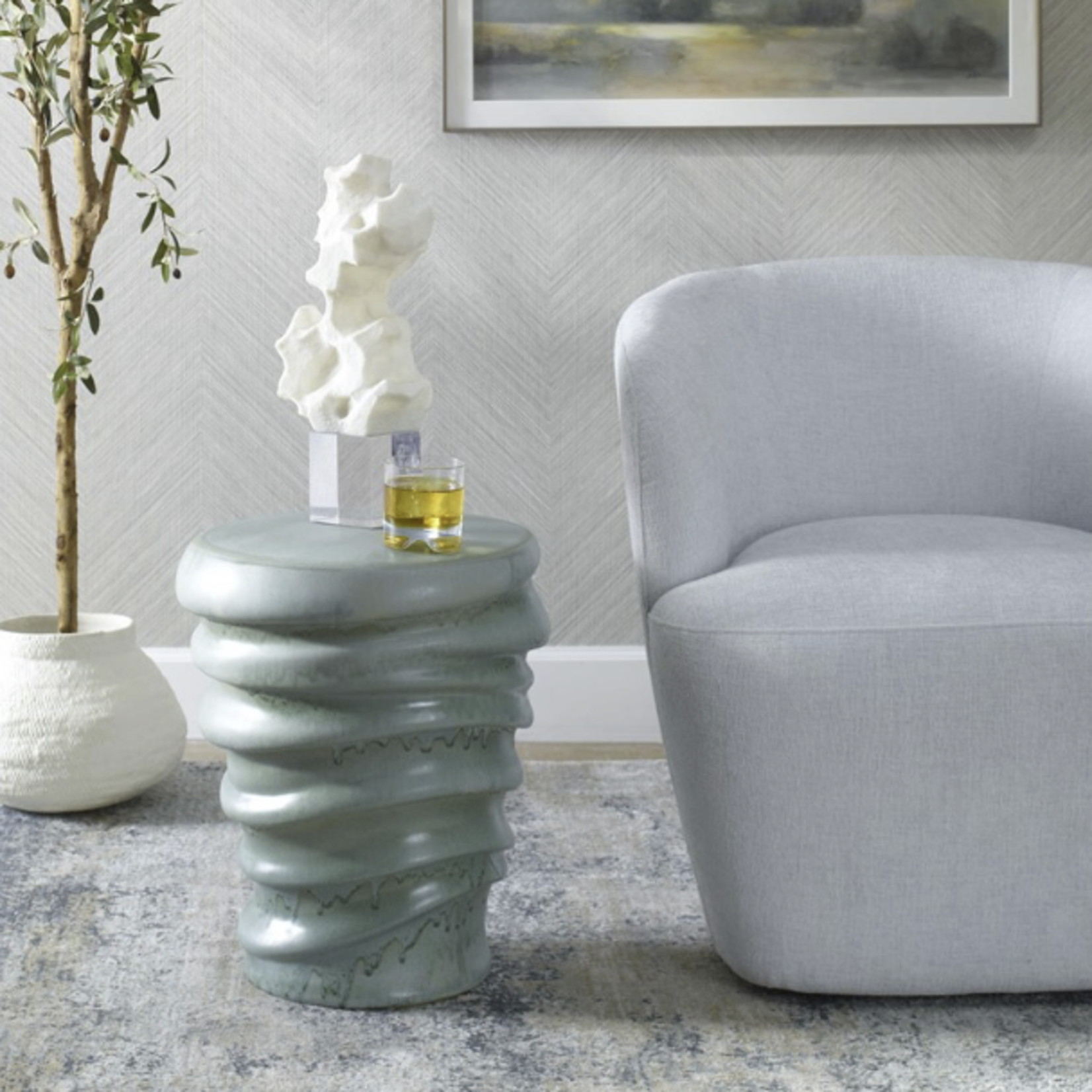 Outside The Box 15x18 Skye Light Aqua Indoor / Outoor Stool