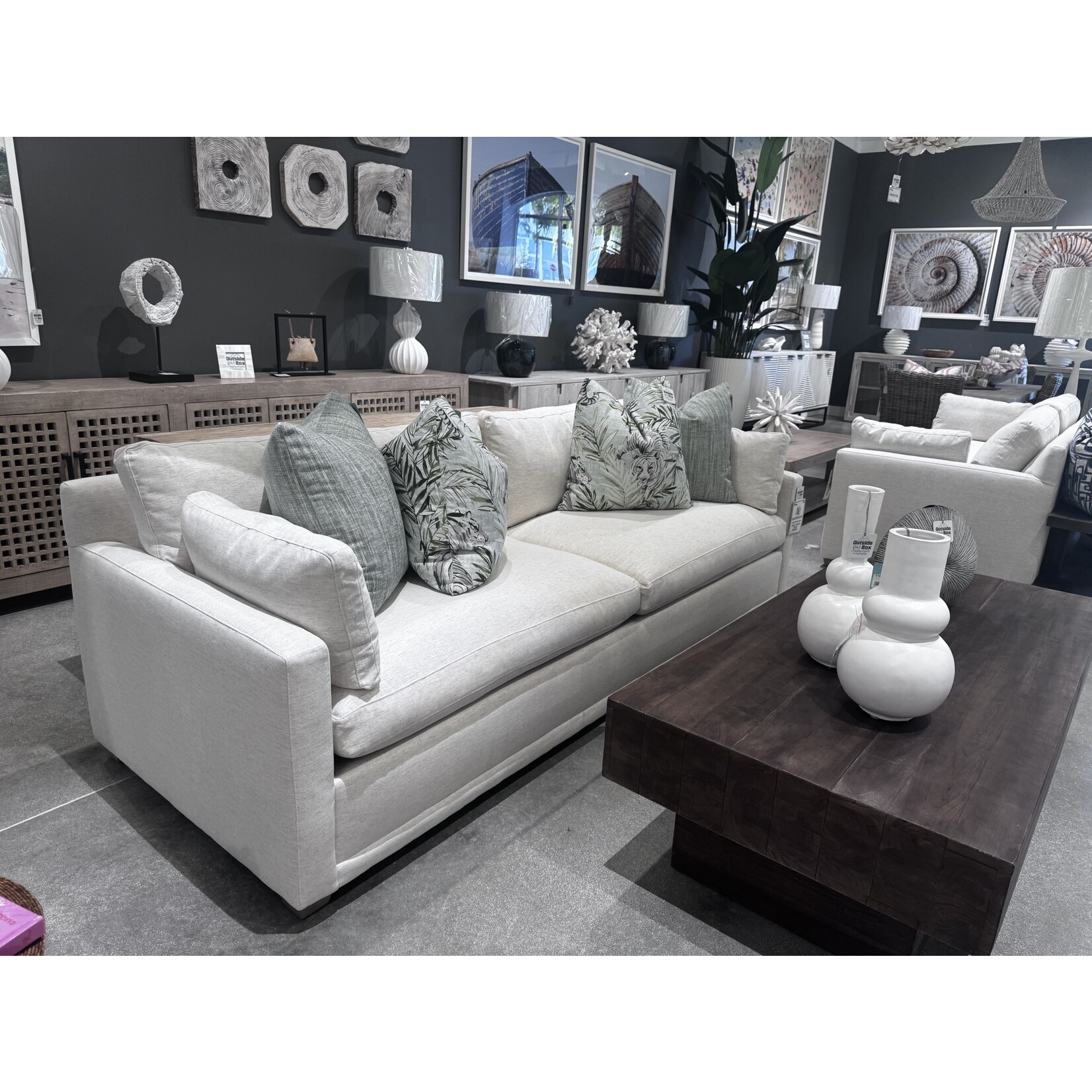 Outside The Box 100" Sylvie Nomad Snow Crypton Performance Cloud Upholstered Sofa 102CR-19 (Z)