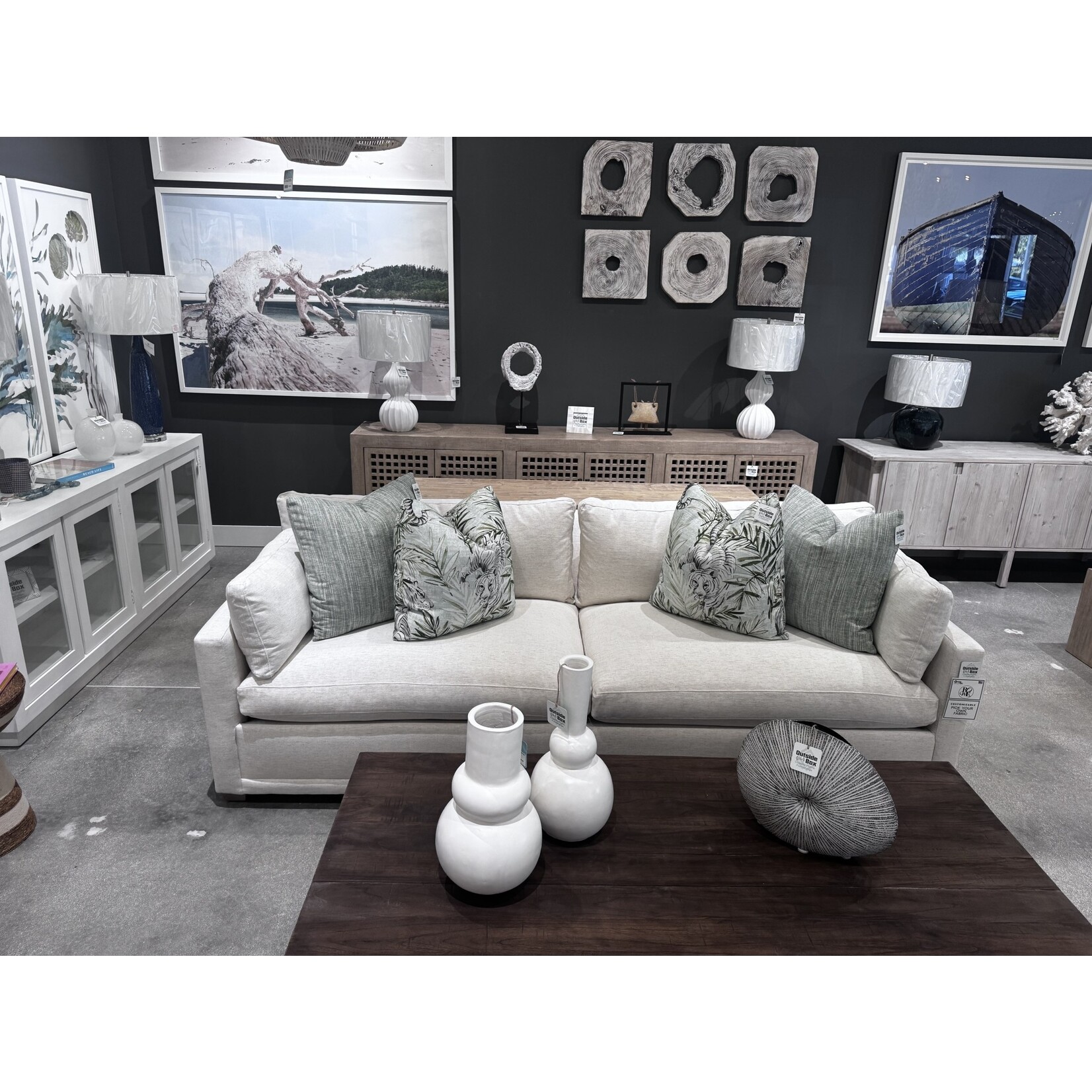 Outside The Box 100" Sylvie Nomad Snow Crypton Kid Proof Performance Upholstered Sofa 102CR-19 (Z)