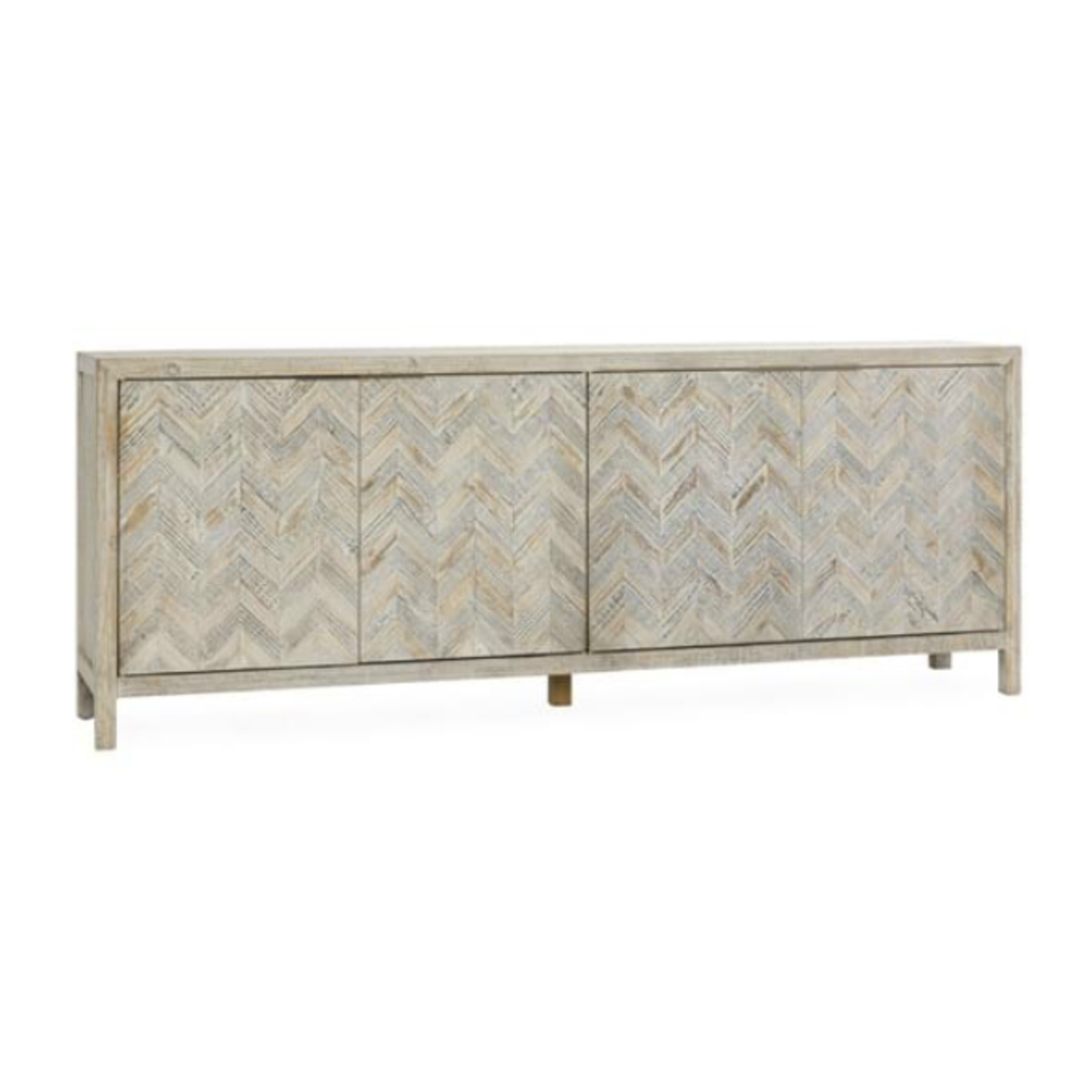 Outside The Box 94x18x36 Sienna Grey & Cream Washed Reclaimed Pine 4 Door Sideboard
