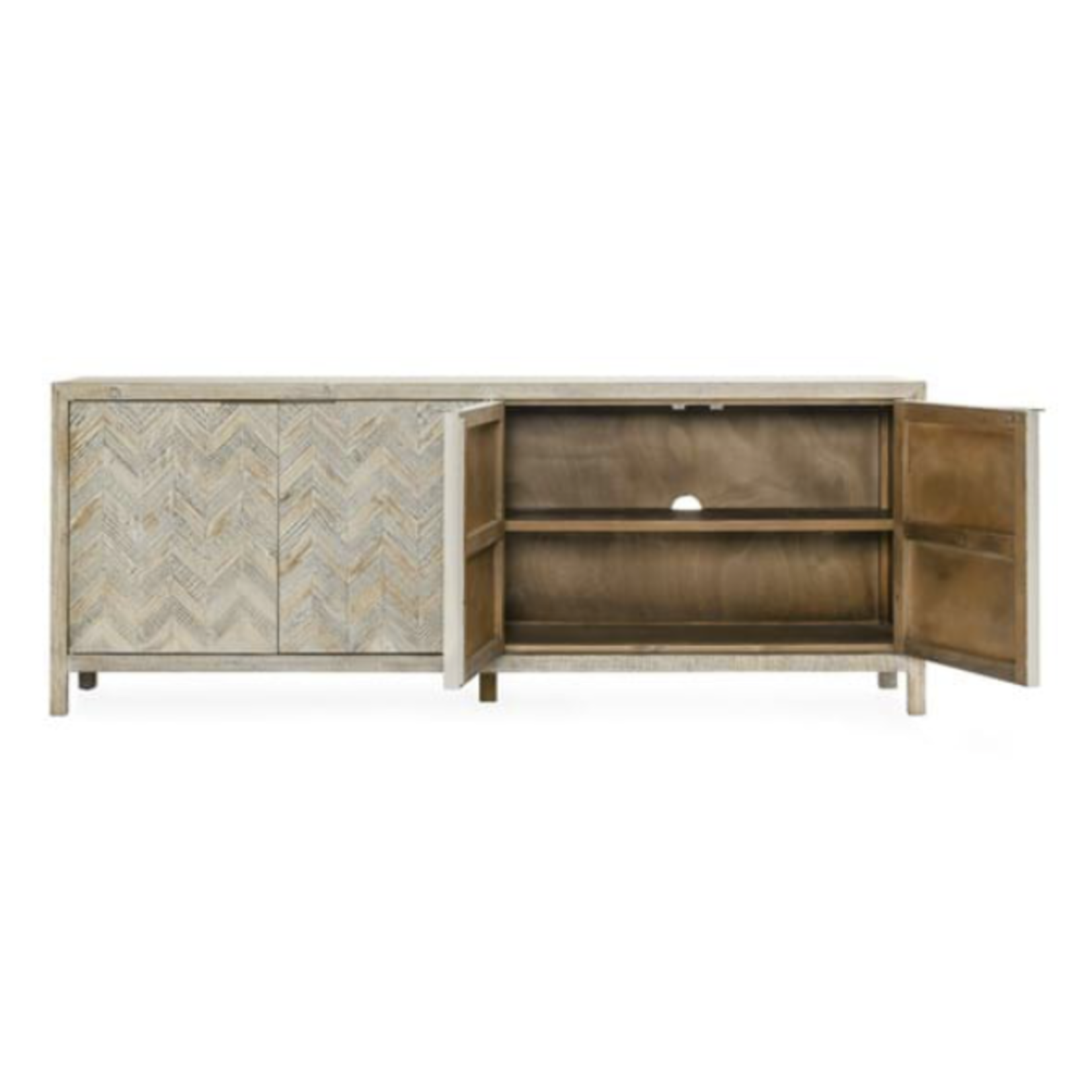 Outside The Box 94x18x36 Sienna Grey & Cream Washed Reclaimed Pine 4 Door Sideboard