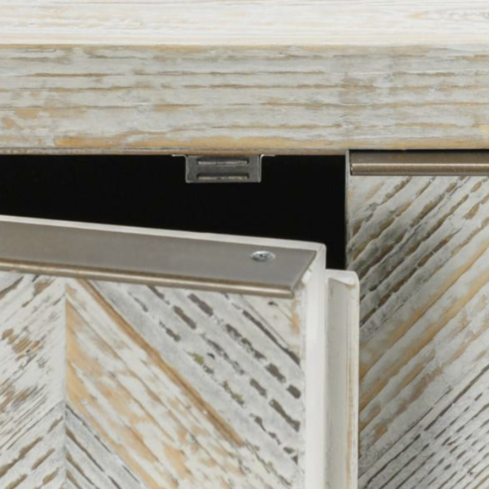 Outside The Box 94x18x36 Sienna Grey & Cream Washed Reclaimed Pine 4 Door Sideboard