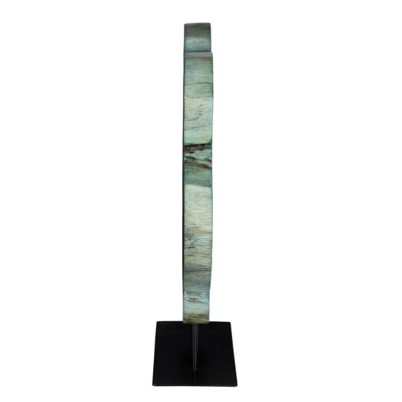 Outside The Box 23" Uttermost Bahati Blue Tamarind Wood Sculpture On Black Base