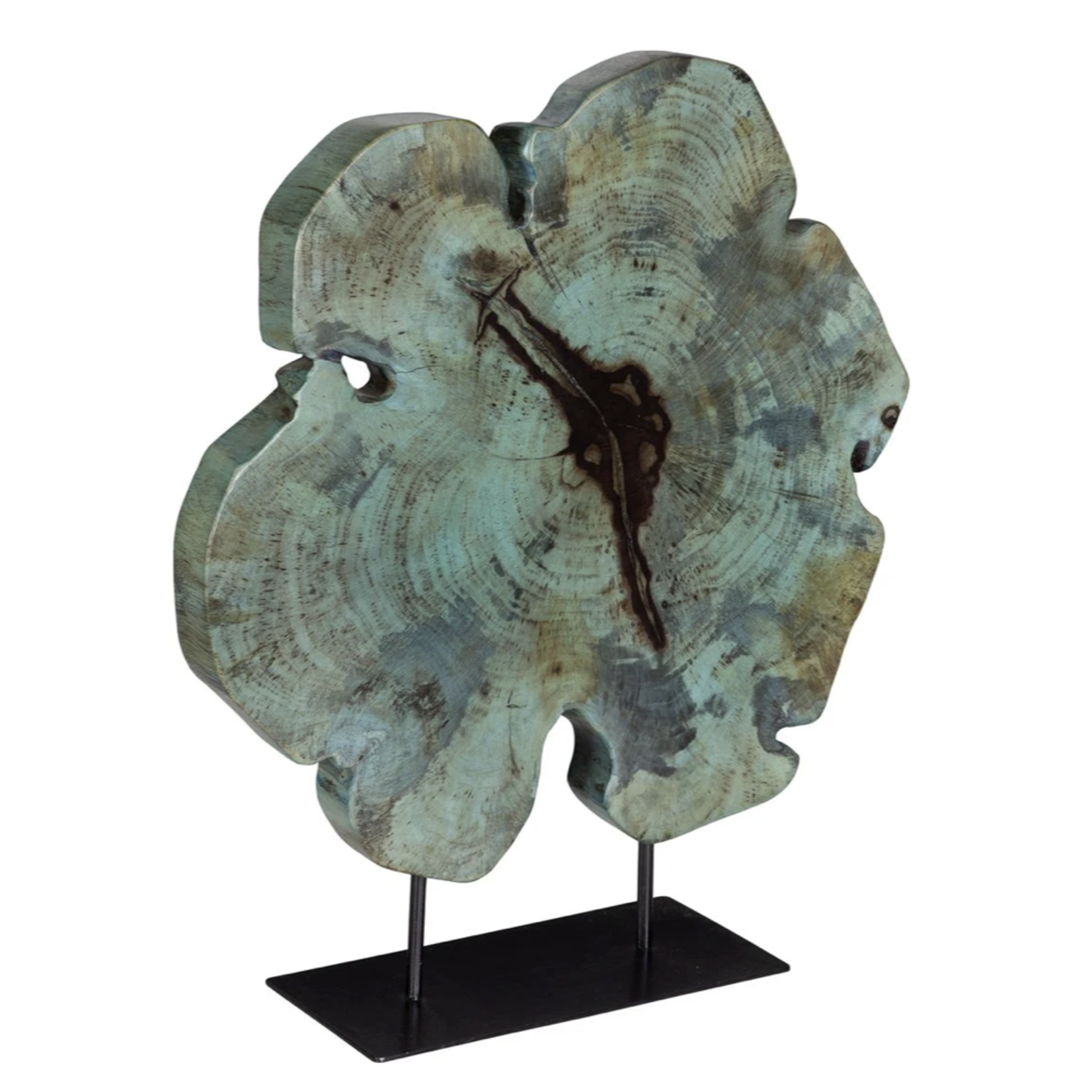 Outside The Box 23" Uttermost Bahati Blue Tamarind Wood Sculpture On Black Base