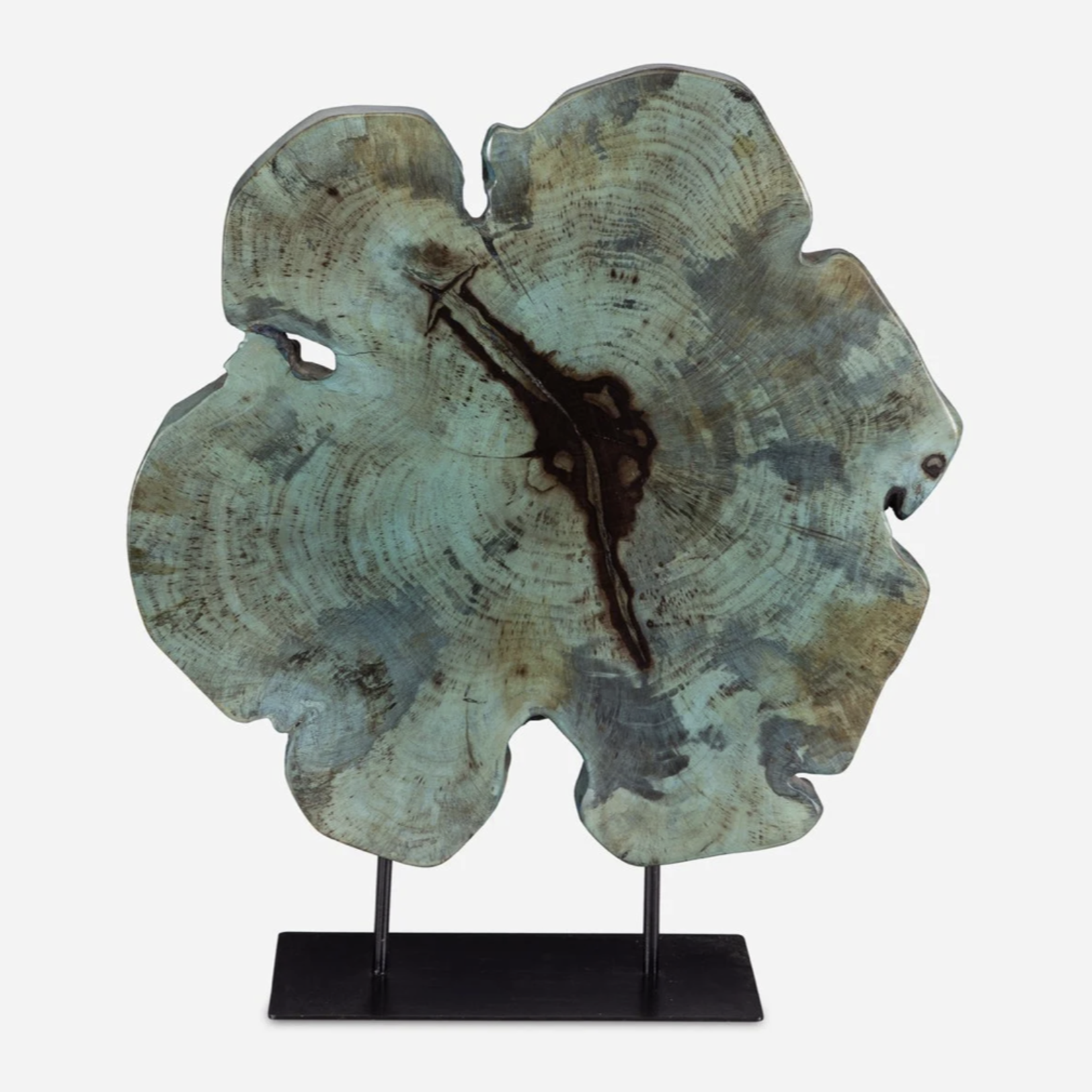 Outside The Box 23" Uttermost Bahati Blue Tamarind Wood Sculpture On Black Base