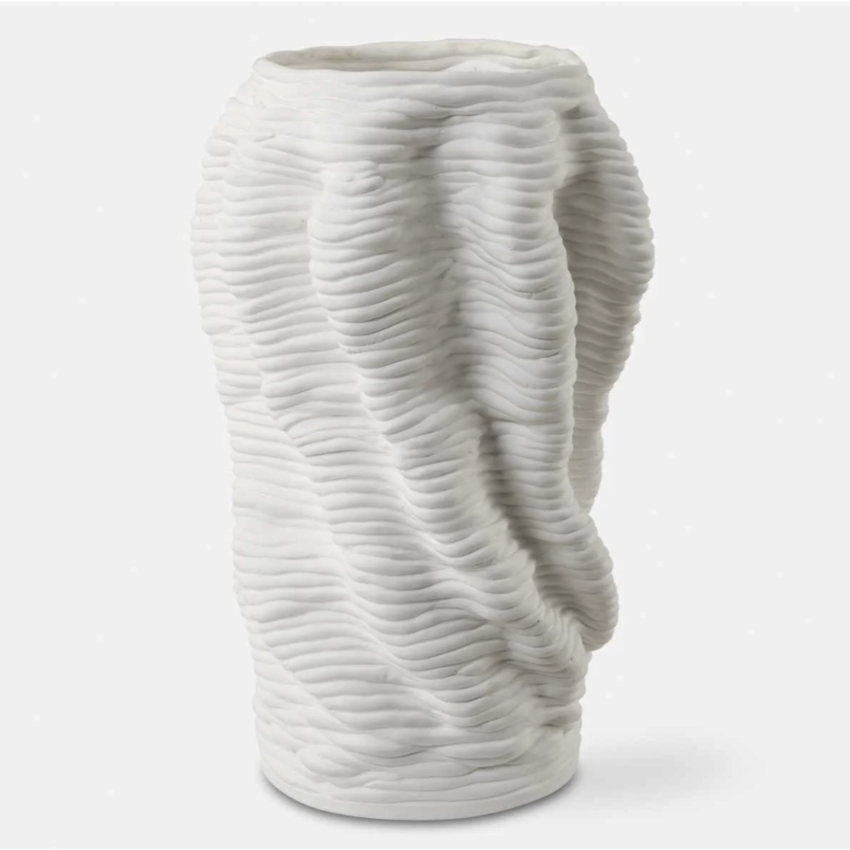 Outside The Box 14" Stratified White Organic Flowing Shape Ceramic Vase
