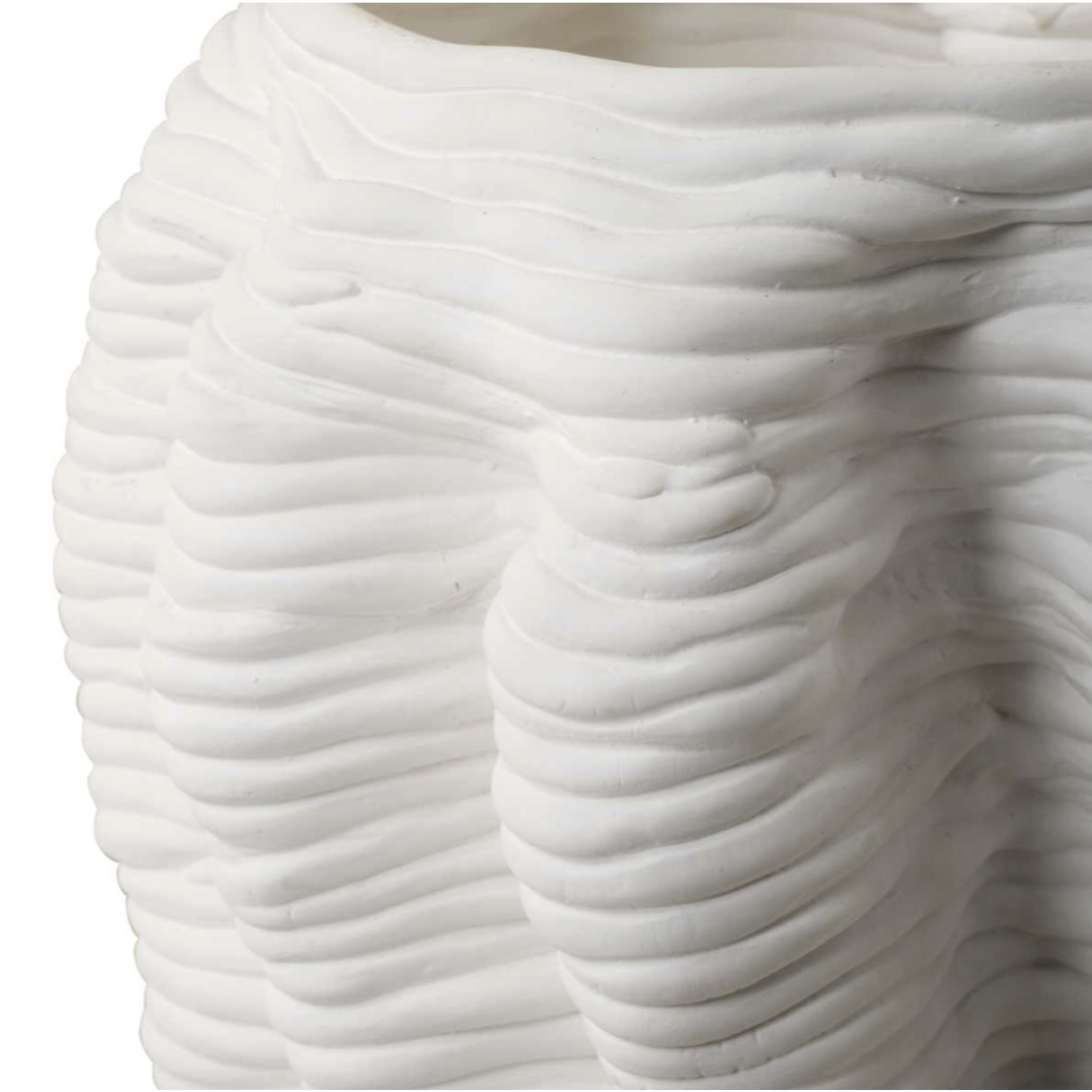 Outside The Box 14" Stratified White Organic Flowing Shape Ceramic Vase