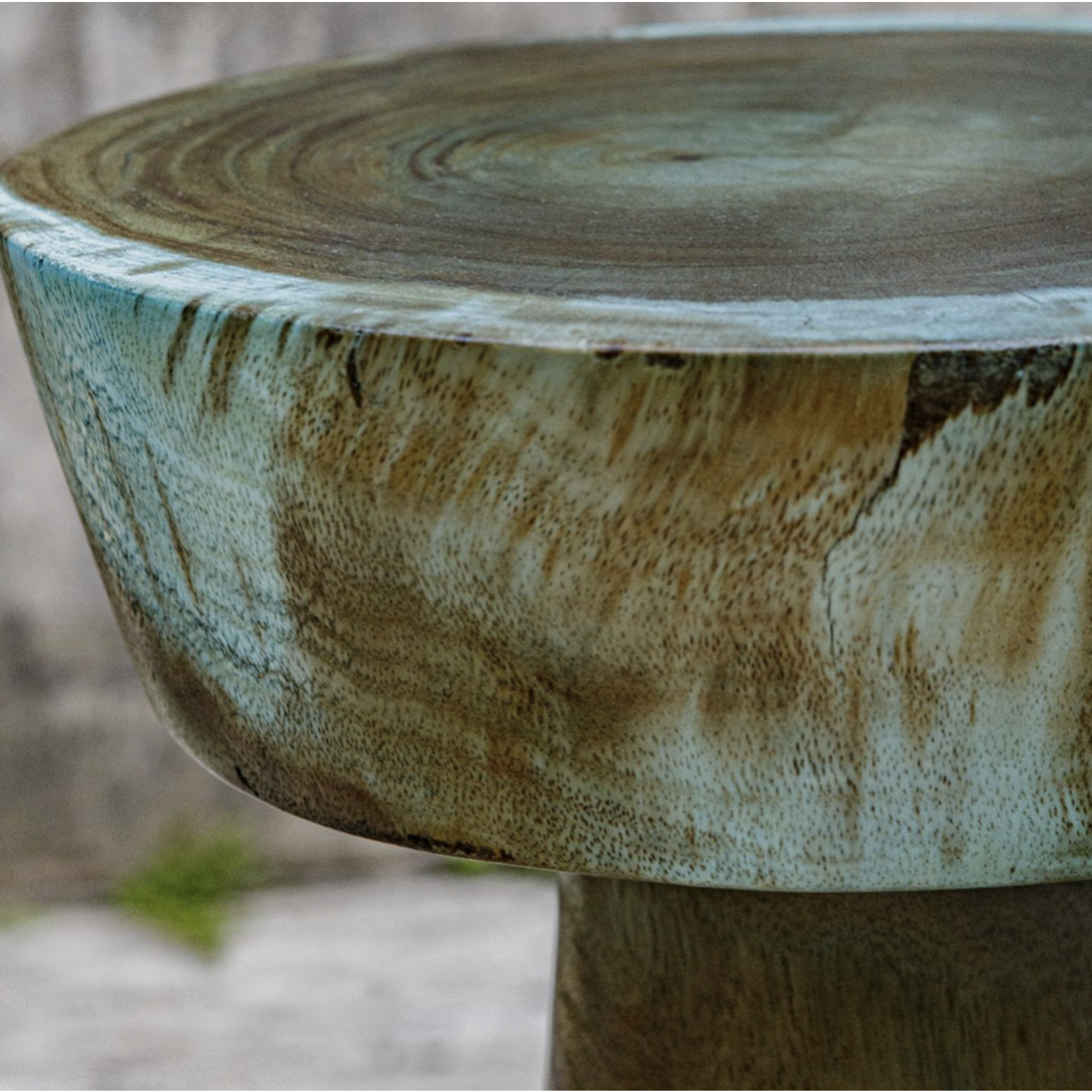 Outside The Box 11x25" Mano Blue-Green Solid Suar Wood Drink Table