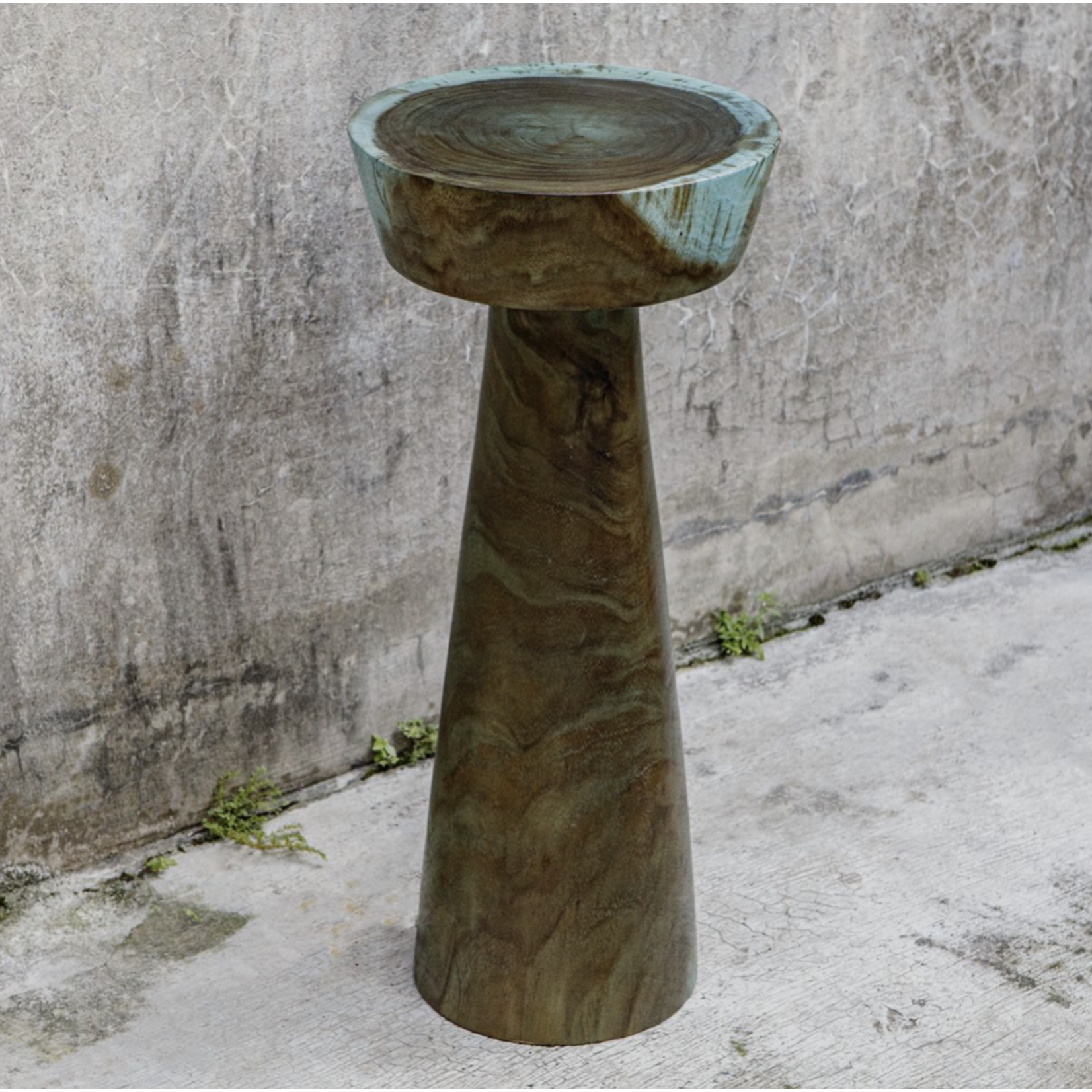 Outside The Box 11x25" Mano Blue-Green Solid Suar Wood Drink Table