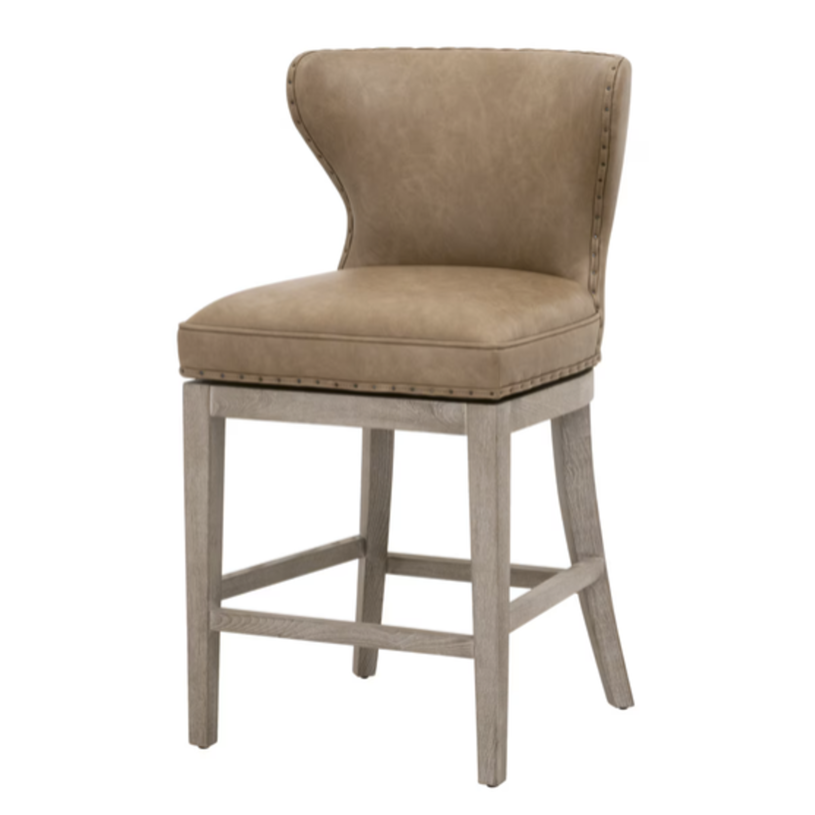 Outside The Box 26" Milton Toast Beige Vegan Leather Swivel Counter Stool