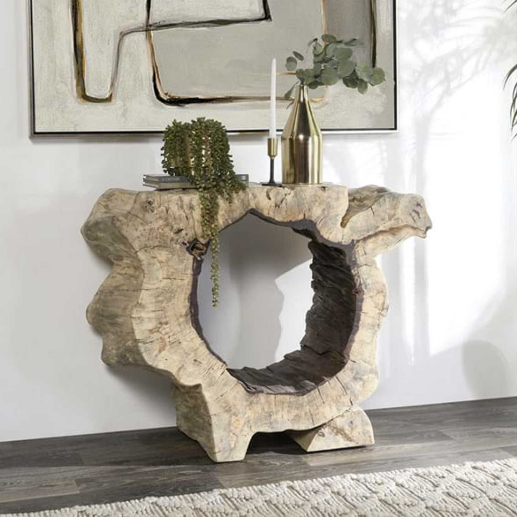 Outside The Box 35-39" Odette Solid Natural Tamarind Wood Console table
