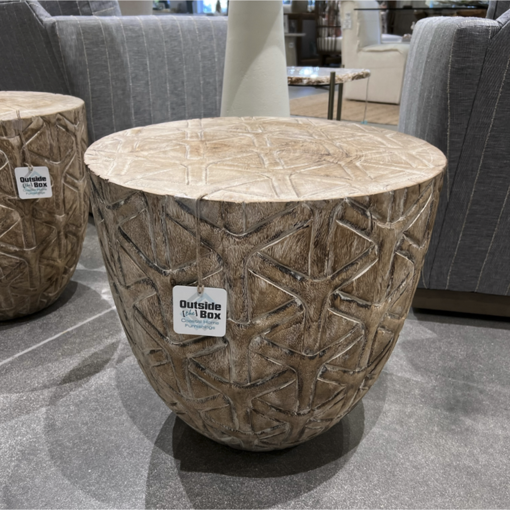 Outside The Box 20x20 Gaya Bleached Solid Reclaimed Wood Side Table