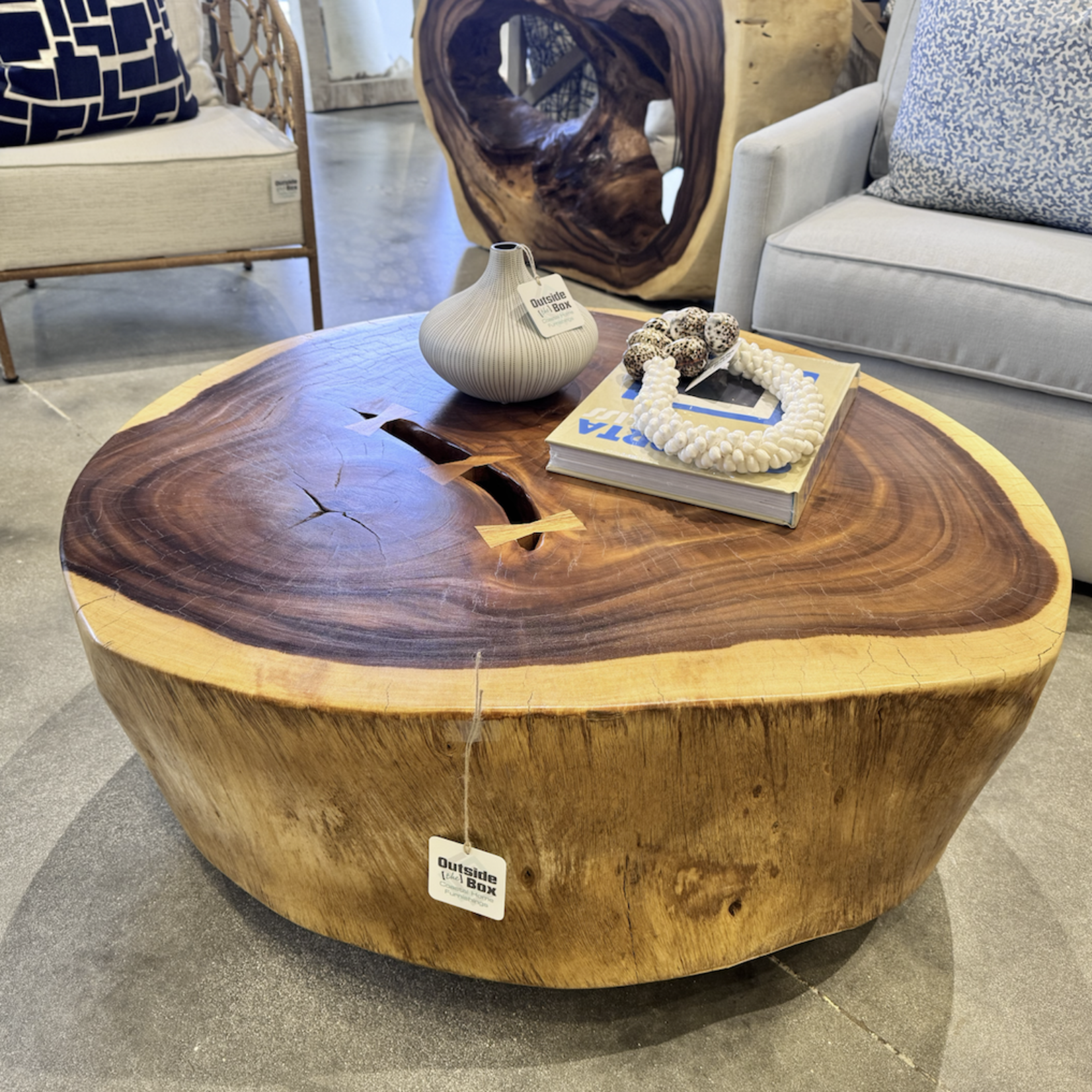 Outside The Box 37" Live Edge Reclaimed Monkey Wood Coffee Table #6