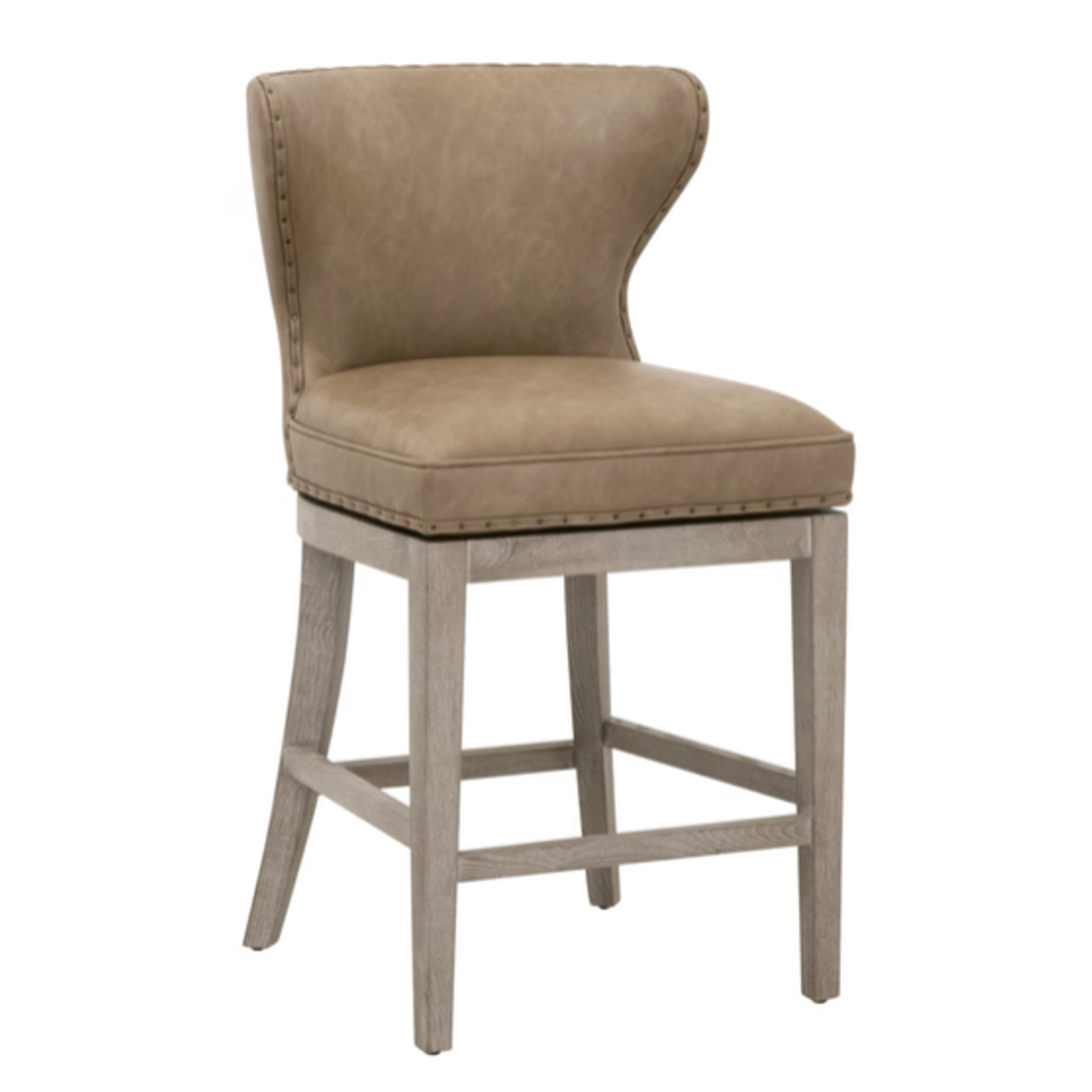 Outside The Box 26" Milton Toast Beige Vegan Leather Swivel Counter Stool
