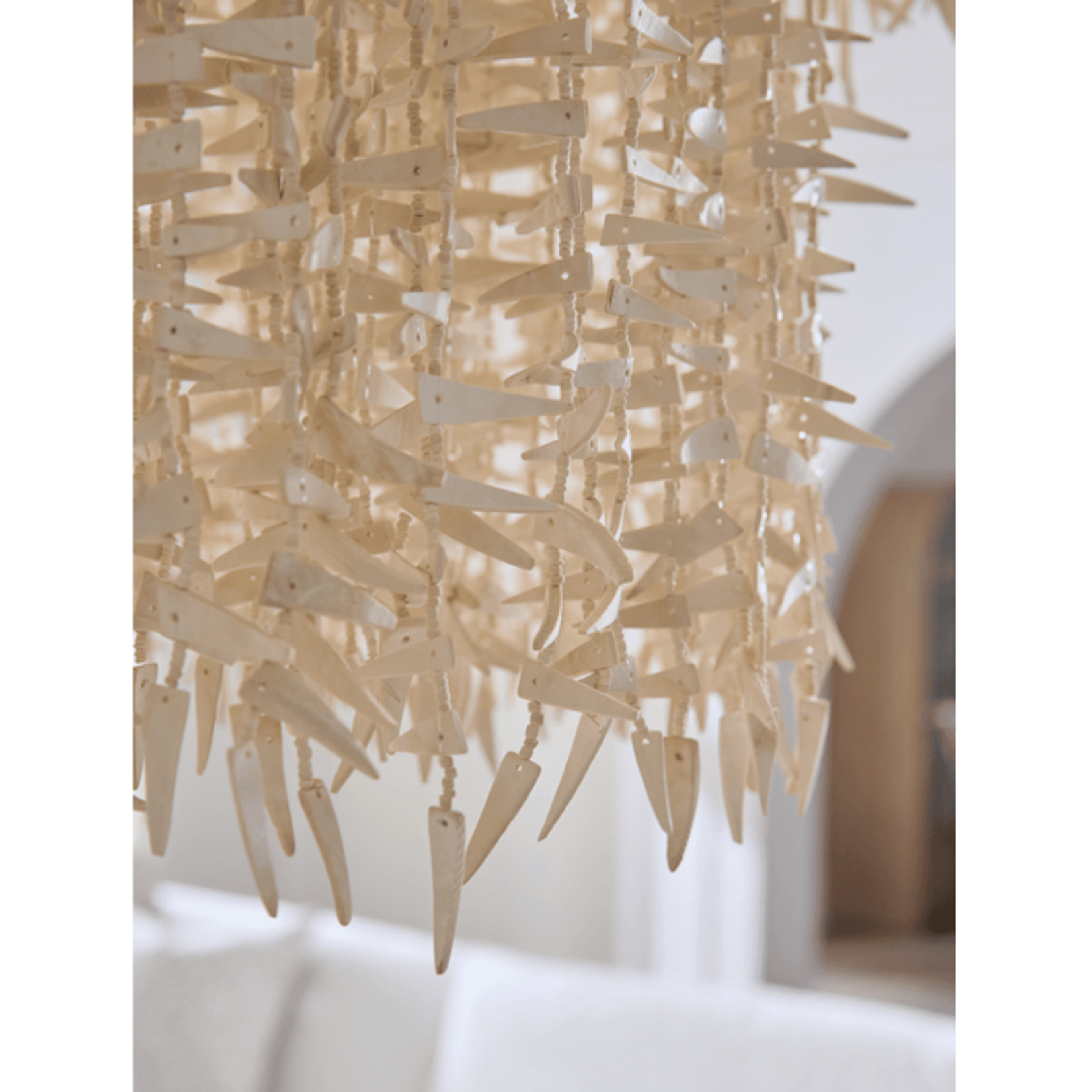 Outside The Box 36" Victoria White Wash Coconut 3 Tier Chandelier