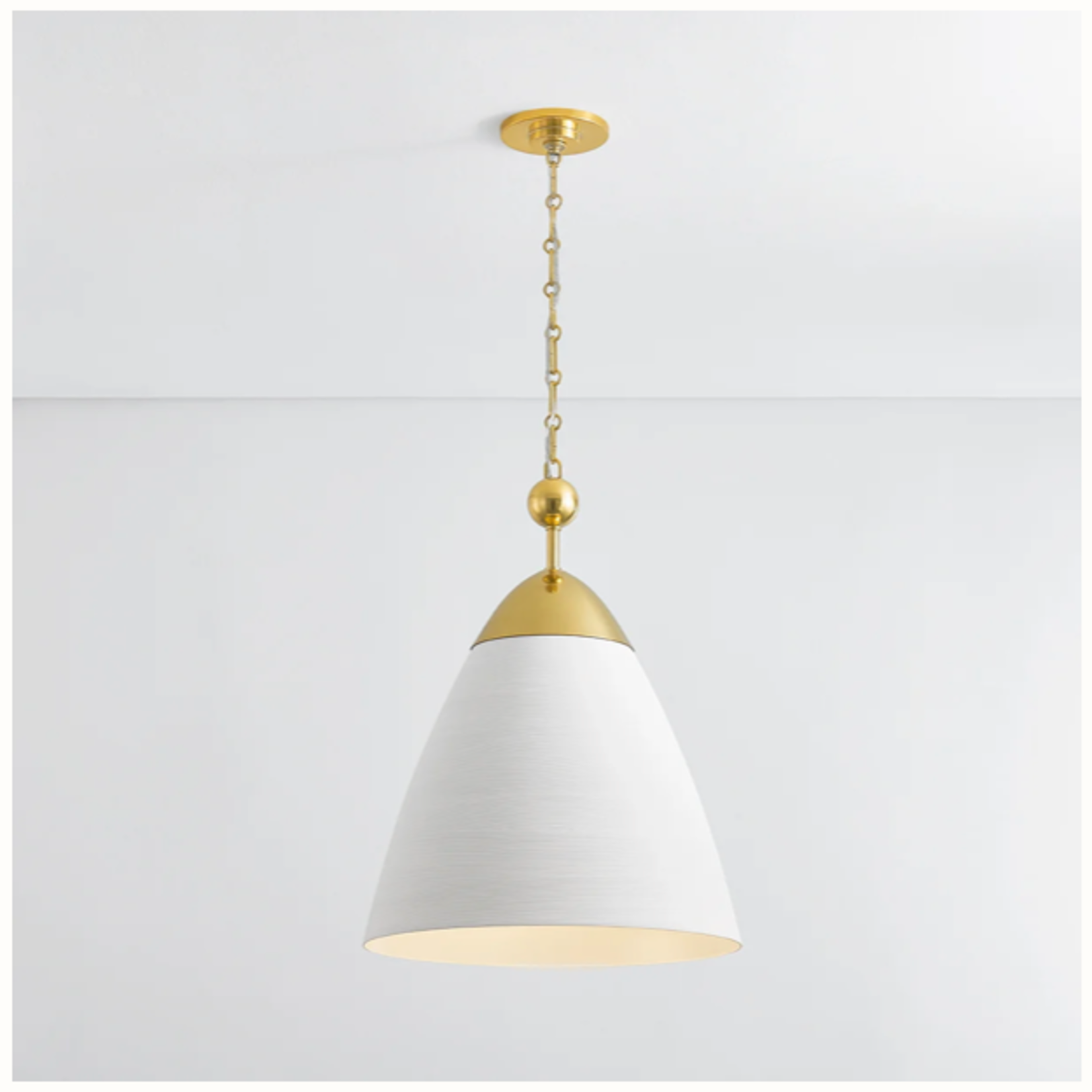 Outside The Box 26" Bronson White & Aged Brass Pendant