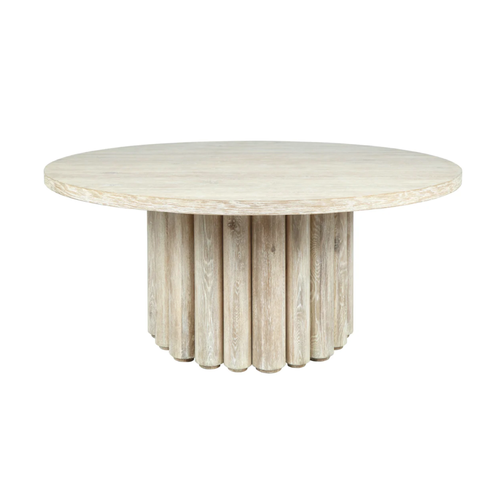 Outside The Box 70" Arbor Solid Oak White Washed Wood Round Dining Table