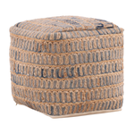 Outside The Box 17x17 Azure Hand Made Wool Jute Blend Pouf