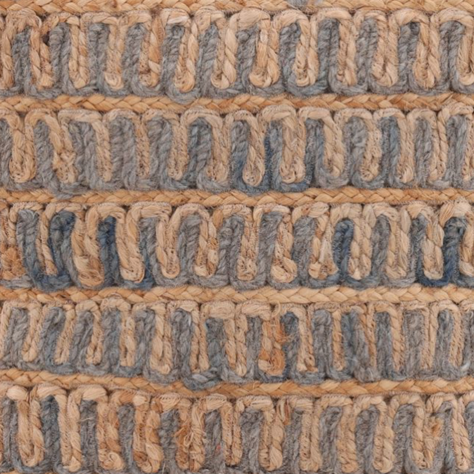Outside The Box 17x17 Azure Hand Made Wool Jute Blend Pouf