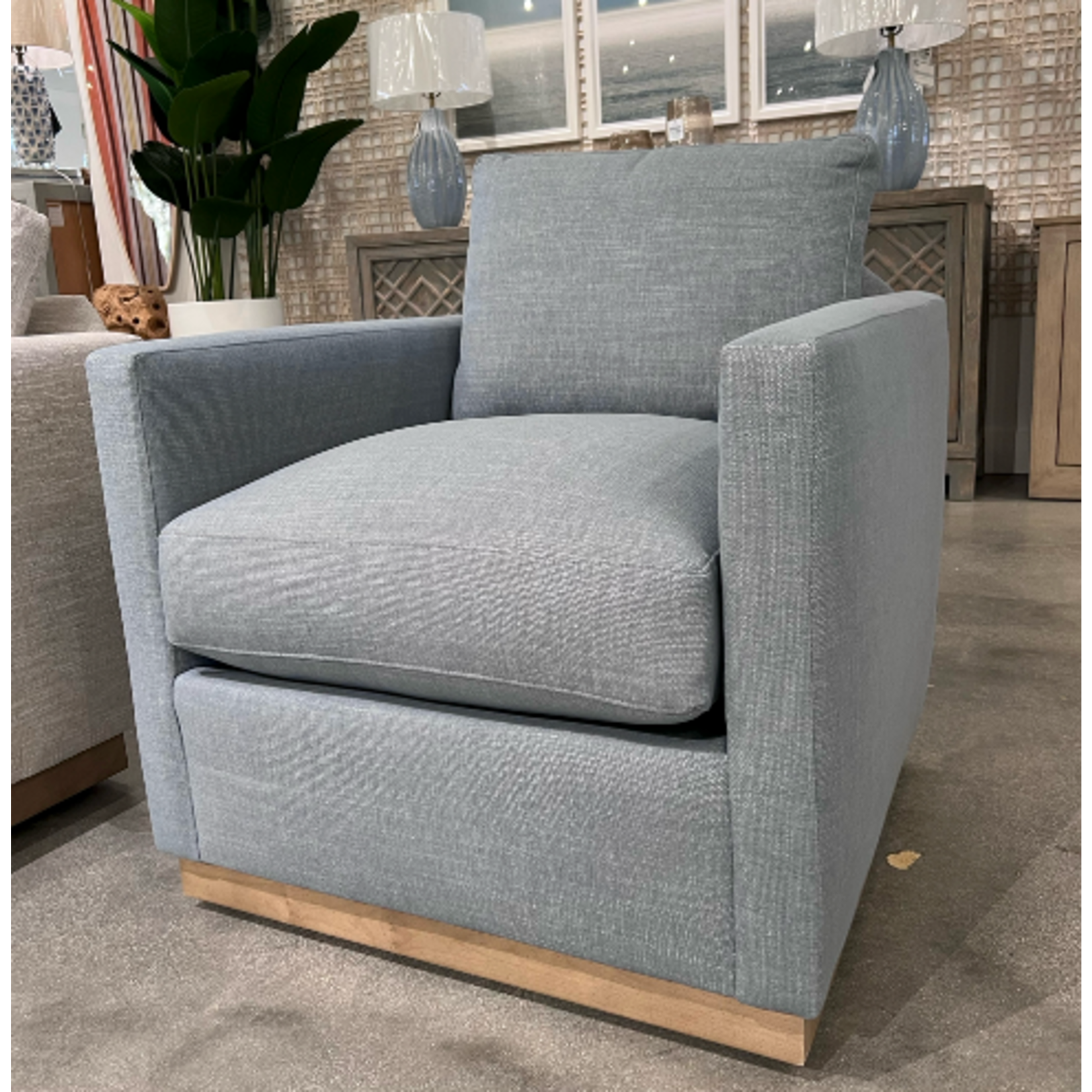 Outside The Box Allie Federal Blue Crypton Kid Proof Upholstered Swivel Chair 102CR-52 (Z)