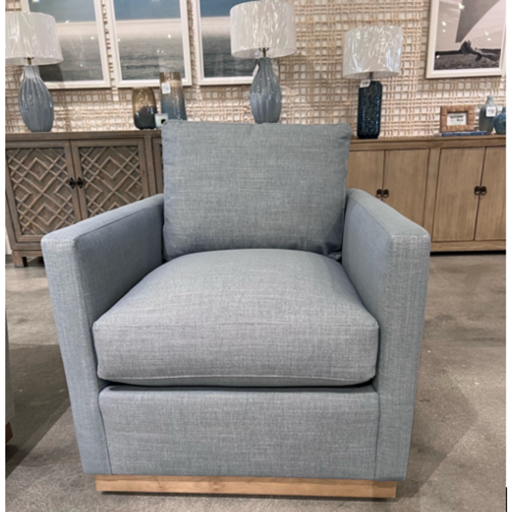 Outside The Box Allie Federal Blue Crypton Kid Proof Upholstered Swivel Chair 102CR-52 (Z)