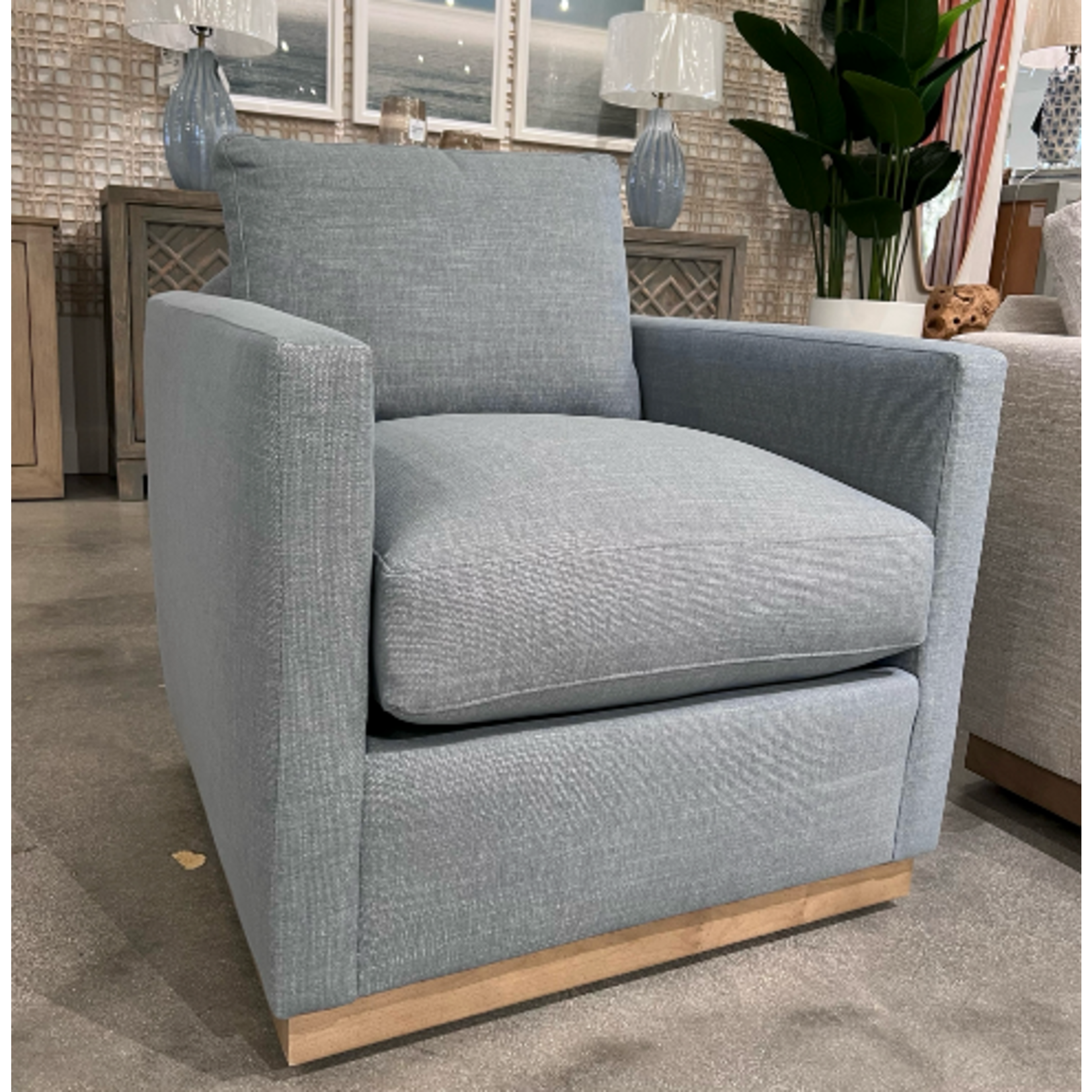 Outside The Box Allie Federal Blue Crypton Kid Proof Upholstered Swivel Chair 102CR-52 (Z)