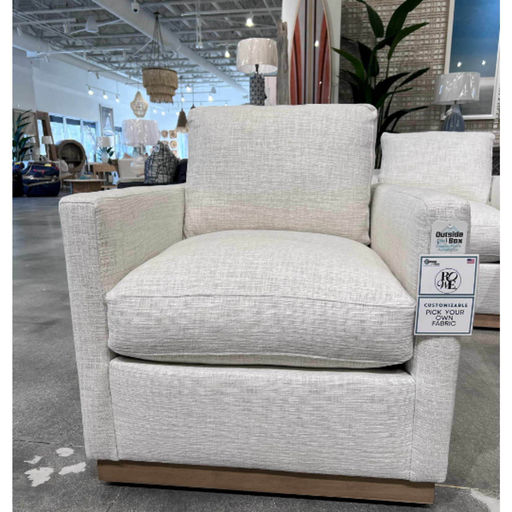 Outside The Box Allie Bone White Performance Kid Proof Upholstered Swivel Chair BU104-43 (AA)