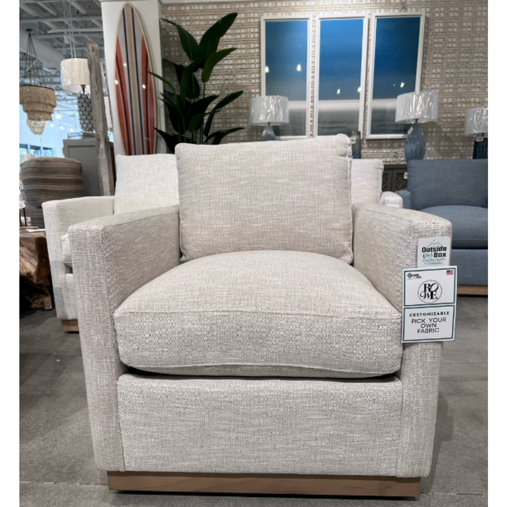 Outside The Box Allie Natural Kid / Wear Proof Eco + Performance Upholstered Swivel Chair SA114-19 (CC)