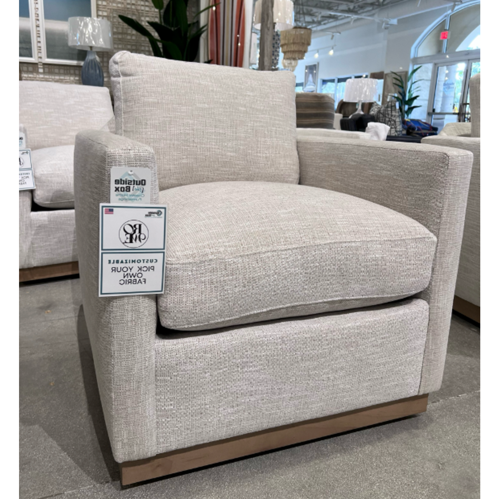 Outside The Box Allie Natural Kid / Wear Proof Eco + Performance Upholstered Swivel Chair SA114-19 (CC)