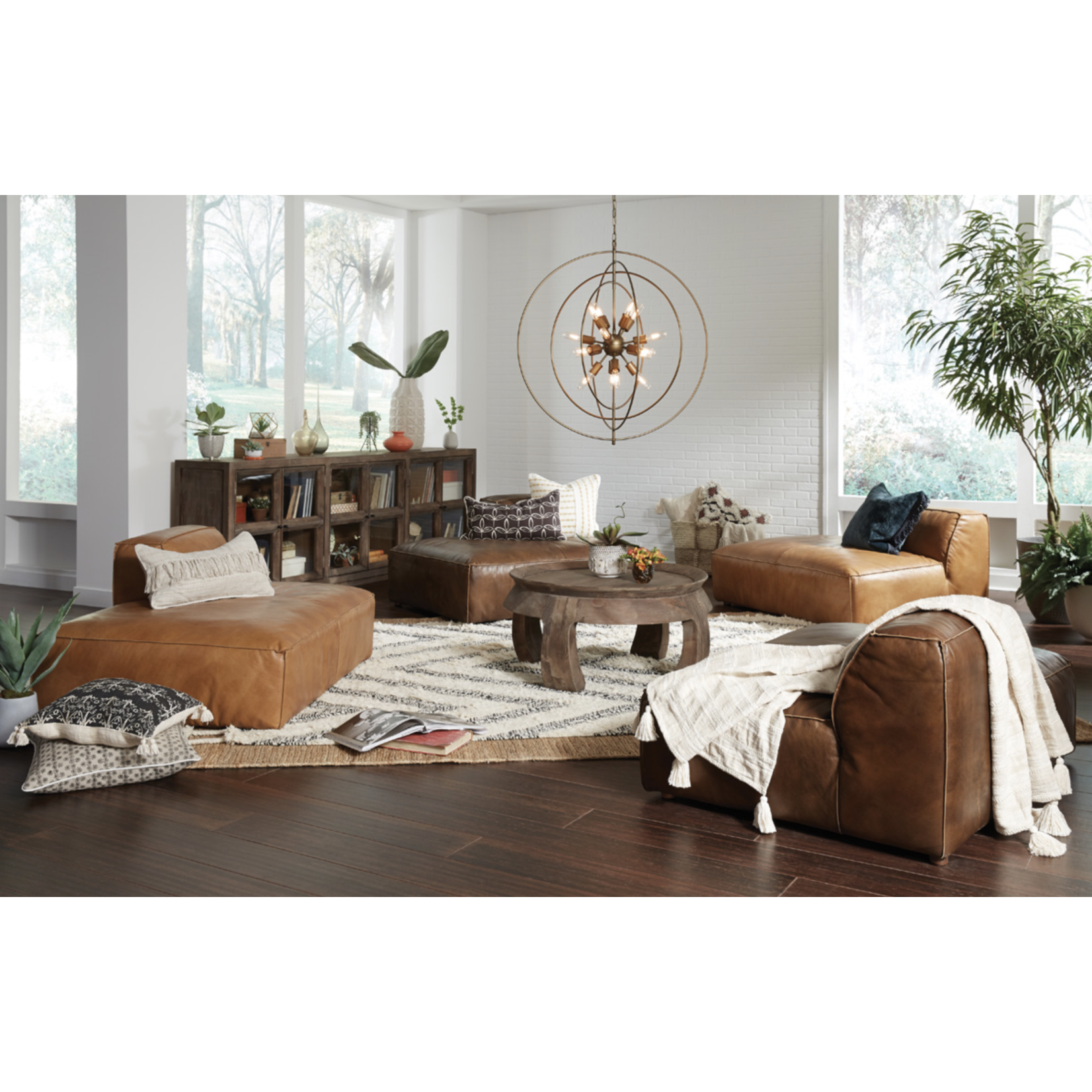 Outside The Box 103x19x36 Selma 6 Glass Door Pine Weathered Brown Sideboard