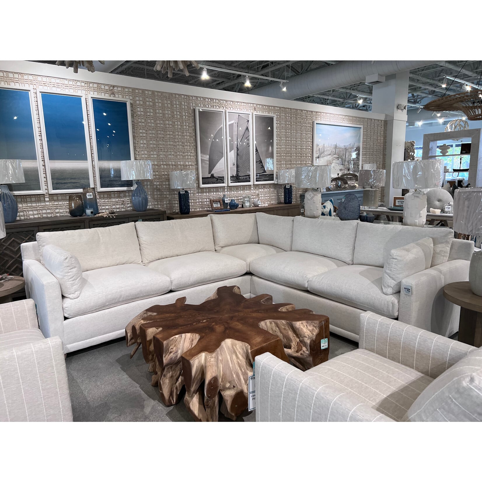 Outside The Box 116L x 110R Sylvie Nomad Snow Crypton Kid Proof Performance Cloud L-Shape Sectional 102CR-19 (AA)