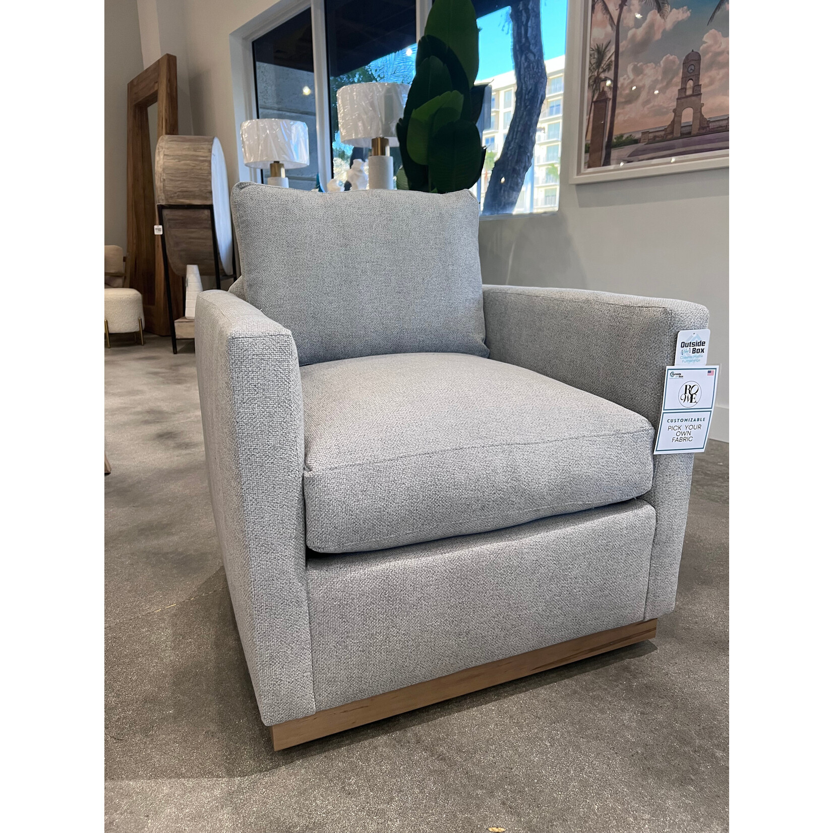 Outside The Box Allie Smoke Kid Proof / Wearproof  Plus Performance Upholstered Swivel Chair DL102-83 (Z)