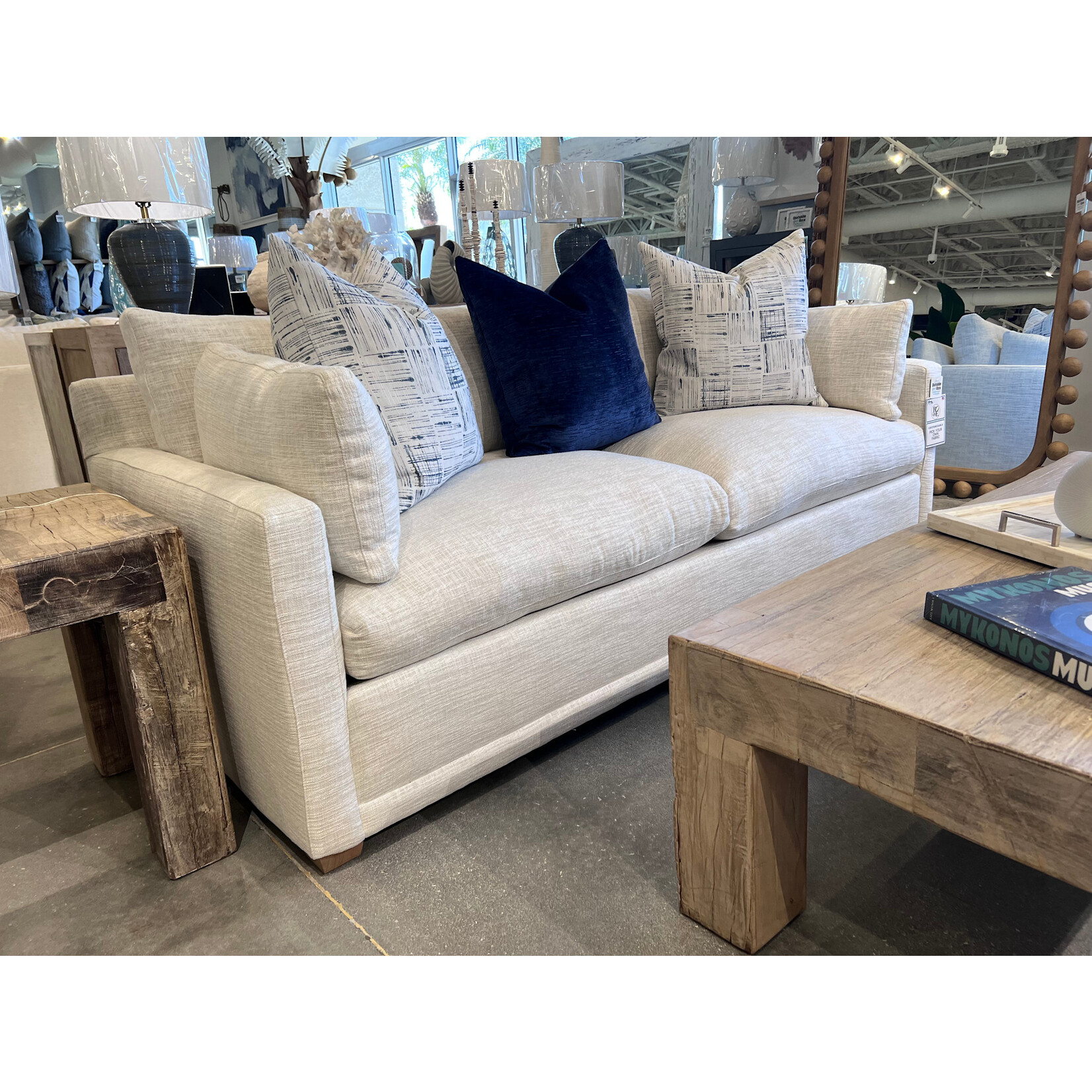Outside The Box 88" Sylvie Bone White Kid & Wear Proof Performance Upholstered Sofa BU104-43 (AA)
