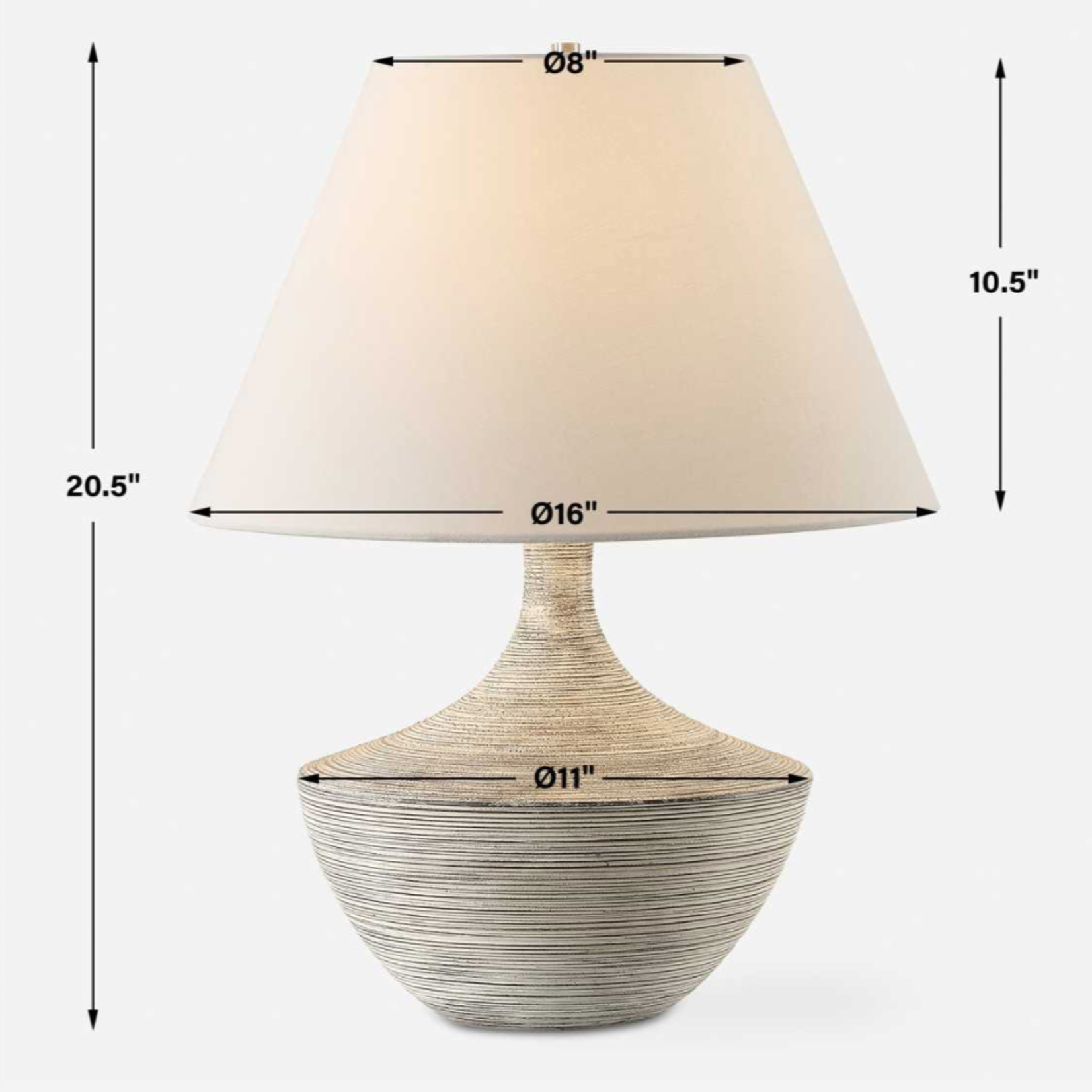 Outside The Box 21" Uttermost Carafe Ivory Stone Ribbed Table Lamp