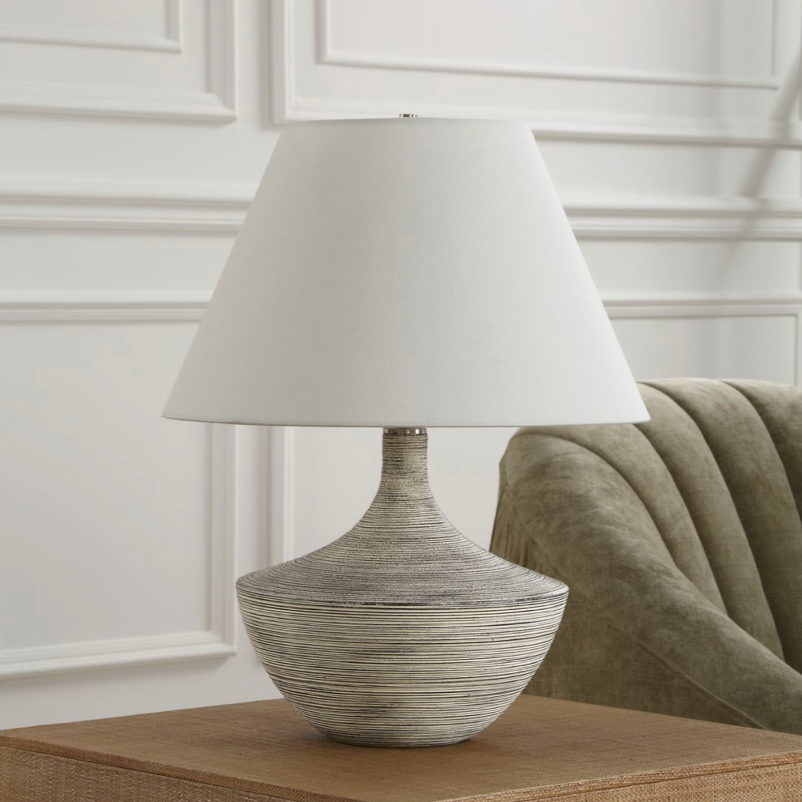 Outside The Box 21" Uttermost Carafe Ivory Stone Ribbed Table Lamp