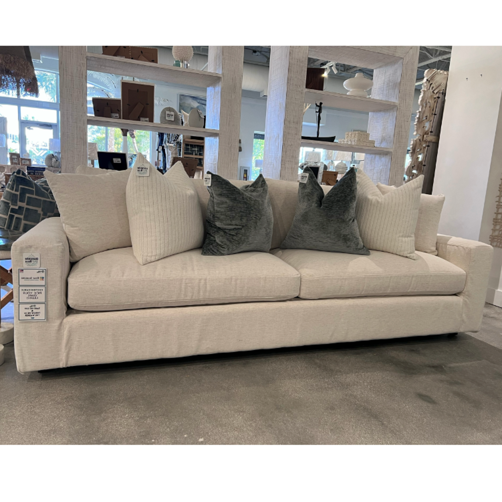 Outside The Box 108” Carlton 37" Deep Nomad Snow Performance Slipcover Tucked Under Trillium XL Sofa