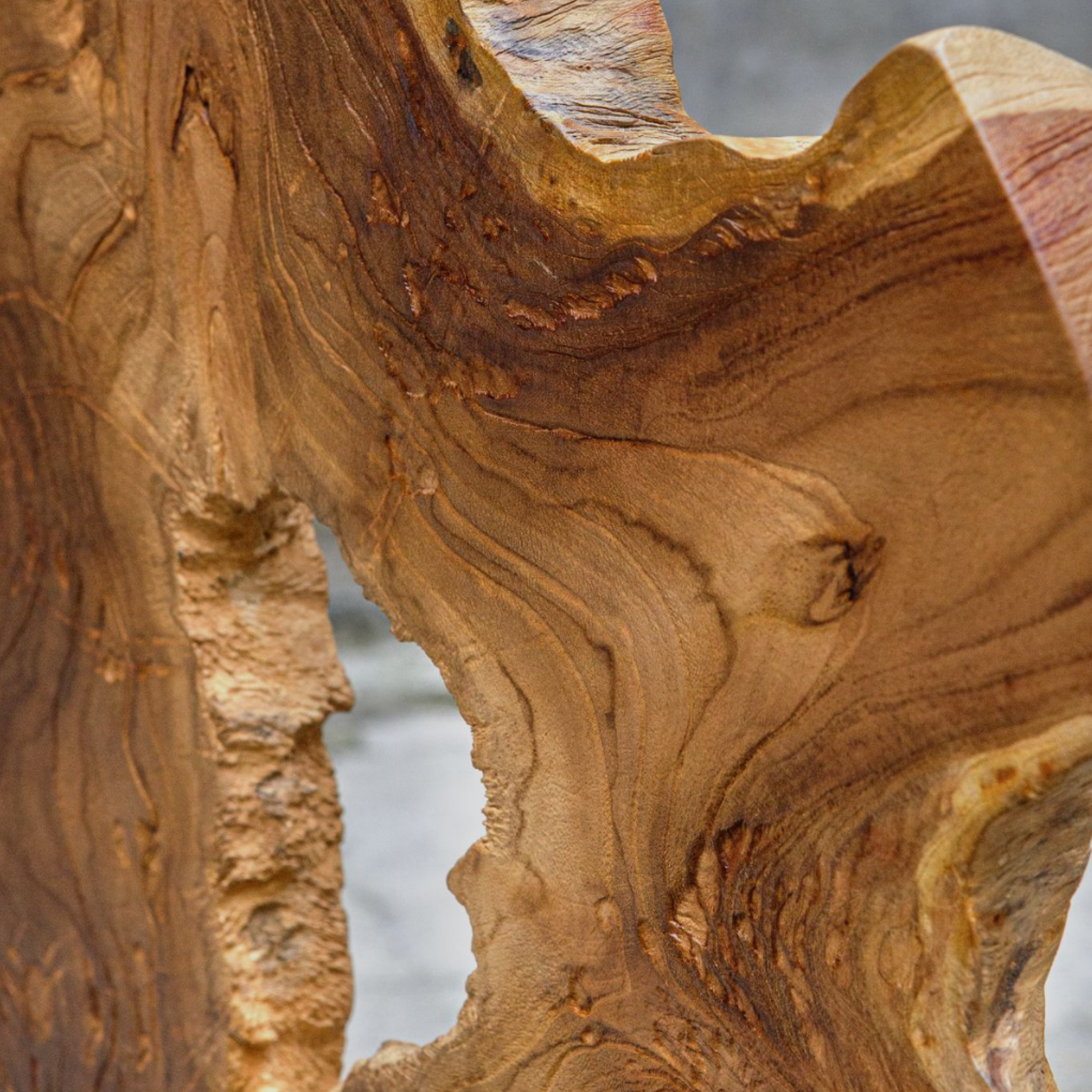 Outside The Box 23" Bahati Natural Teak Wood Slice Sculpture On Black Base