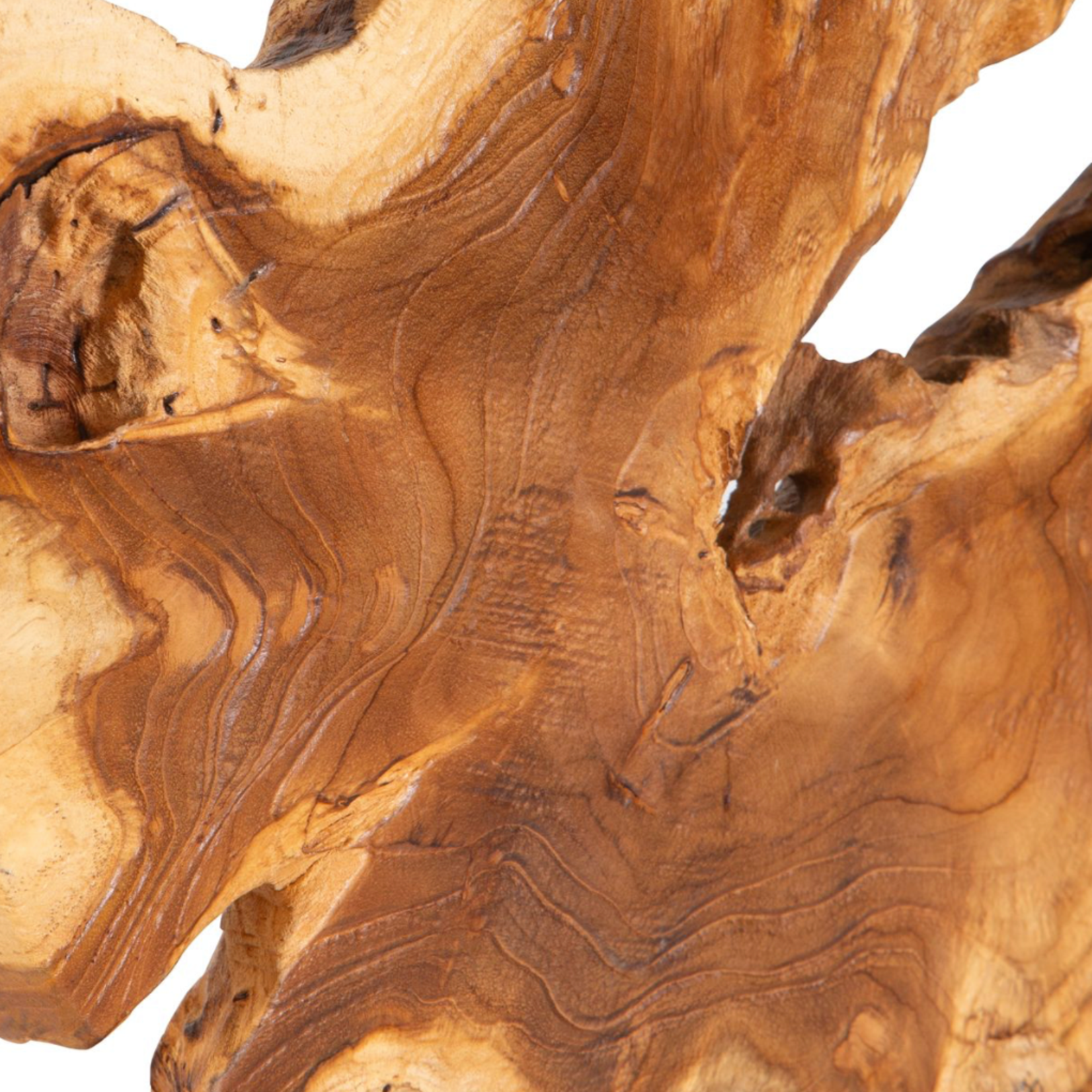 Outside The Box 23" Bahati Natural Teak Wood Slice Sculpture On Black Base