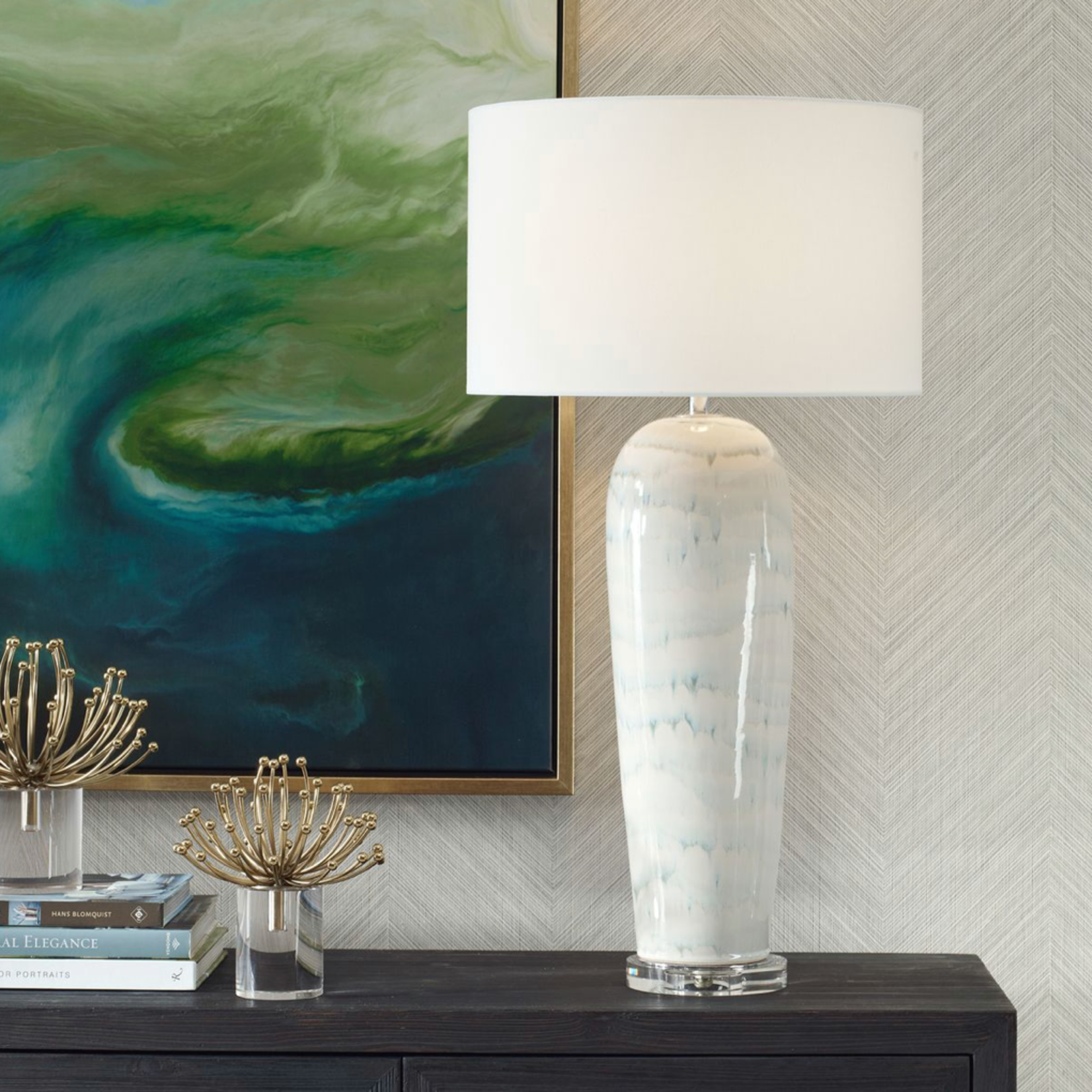 Outside The Box 33" Uttermost Arden Smoky Blue Ceramic Table Lamp