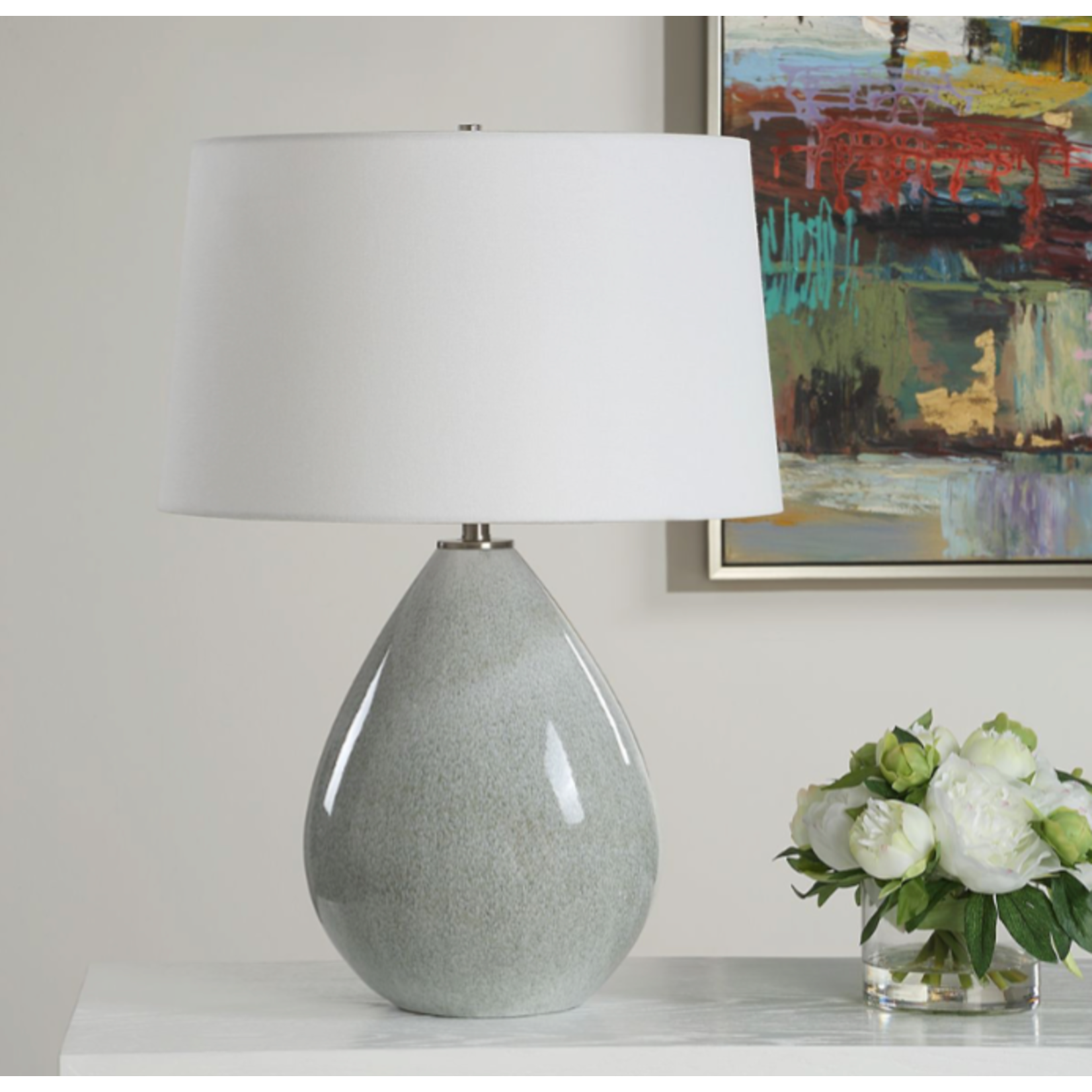Outside The Box 24" Uttermost Moray Cream & Gray Ceramic Glaze Table Lamp