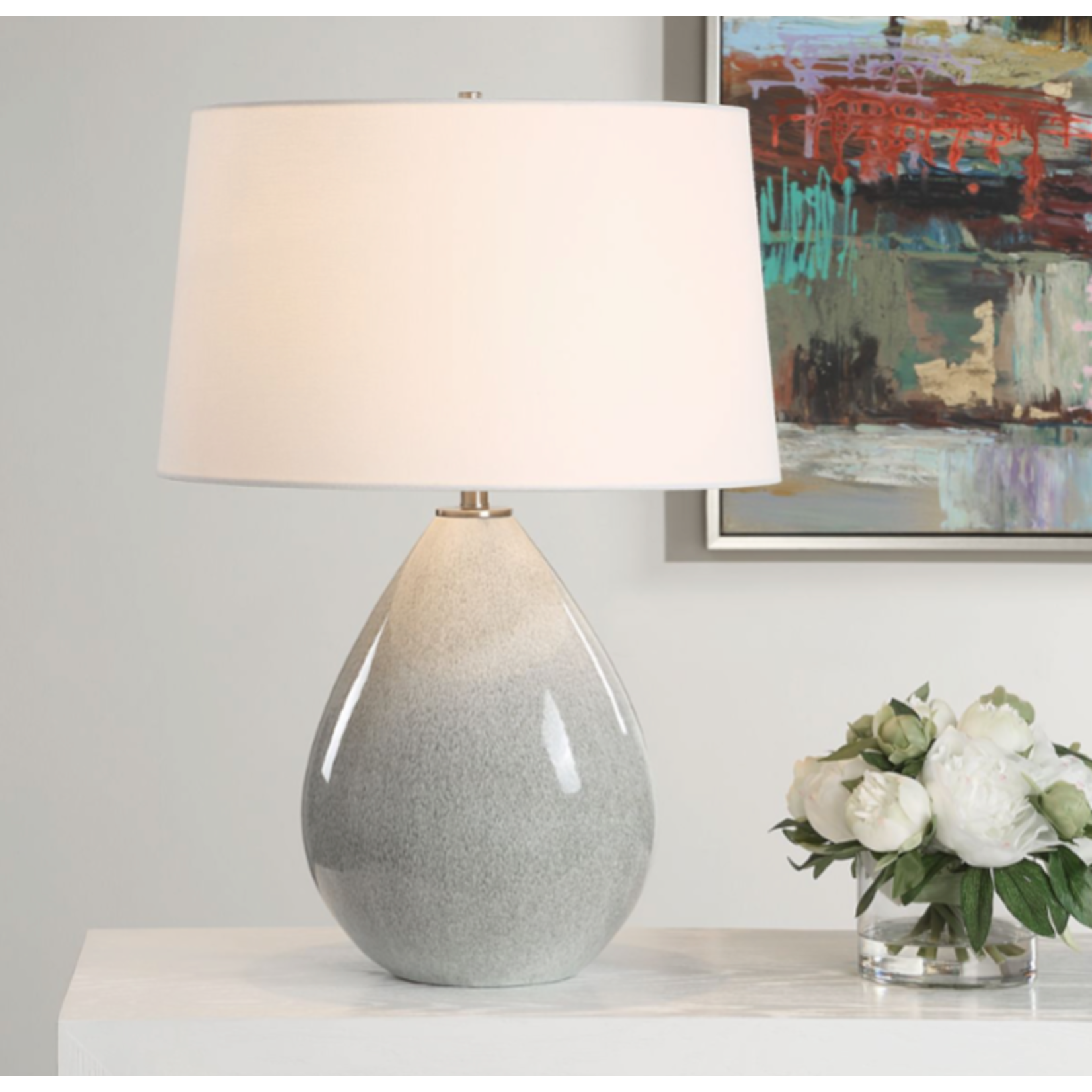 Outside The Box 24" Uttermost Moray Cream & Gray Ceramic Glaze Table Lamp