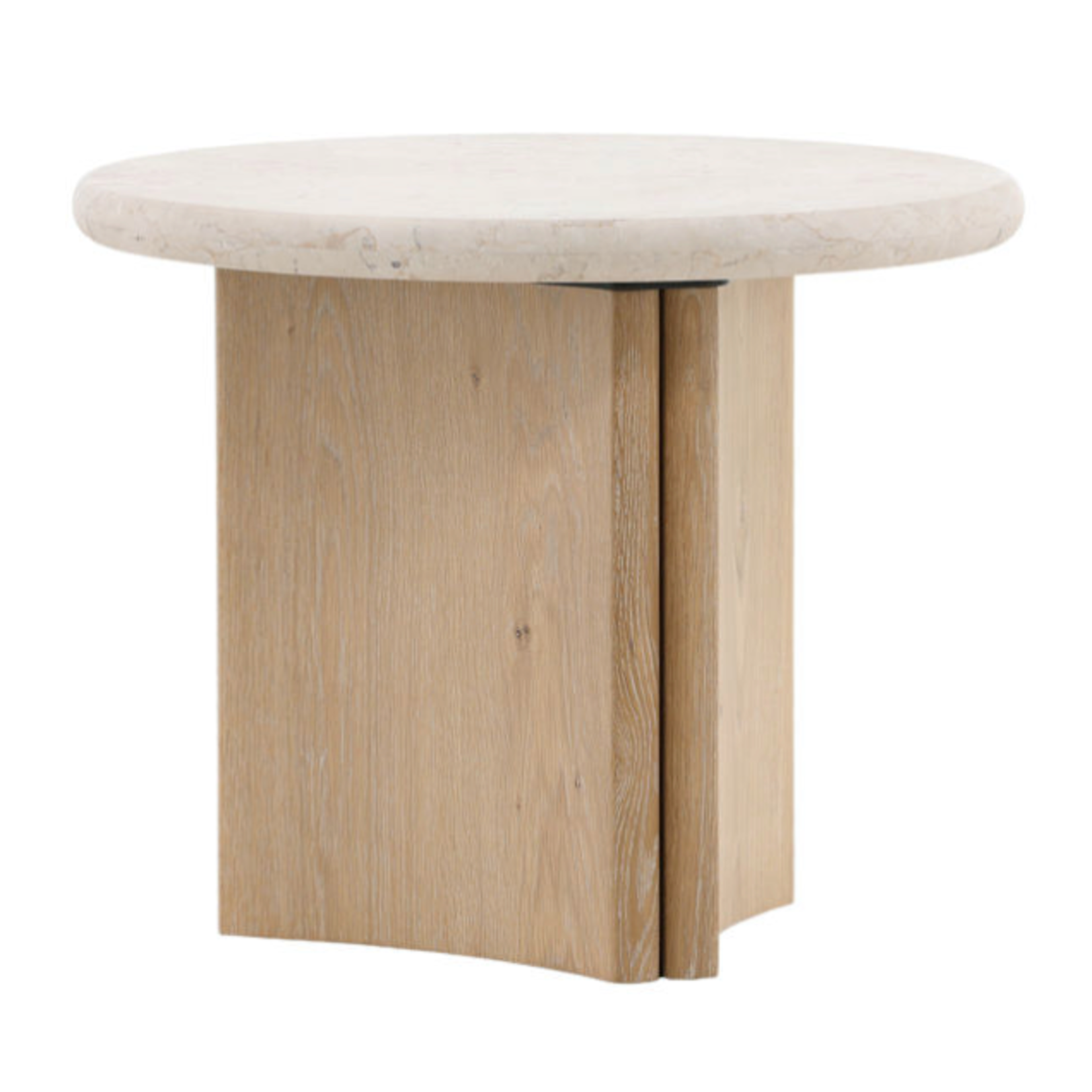 Outside The Box 24x20 Oja Cream Marble & Oak Wood Side Table