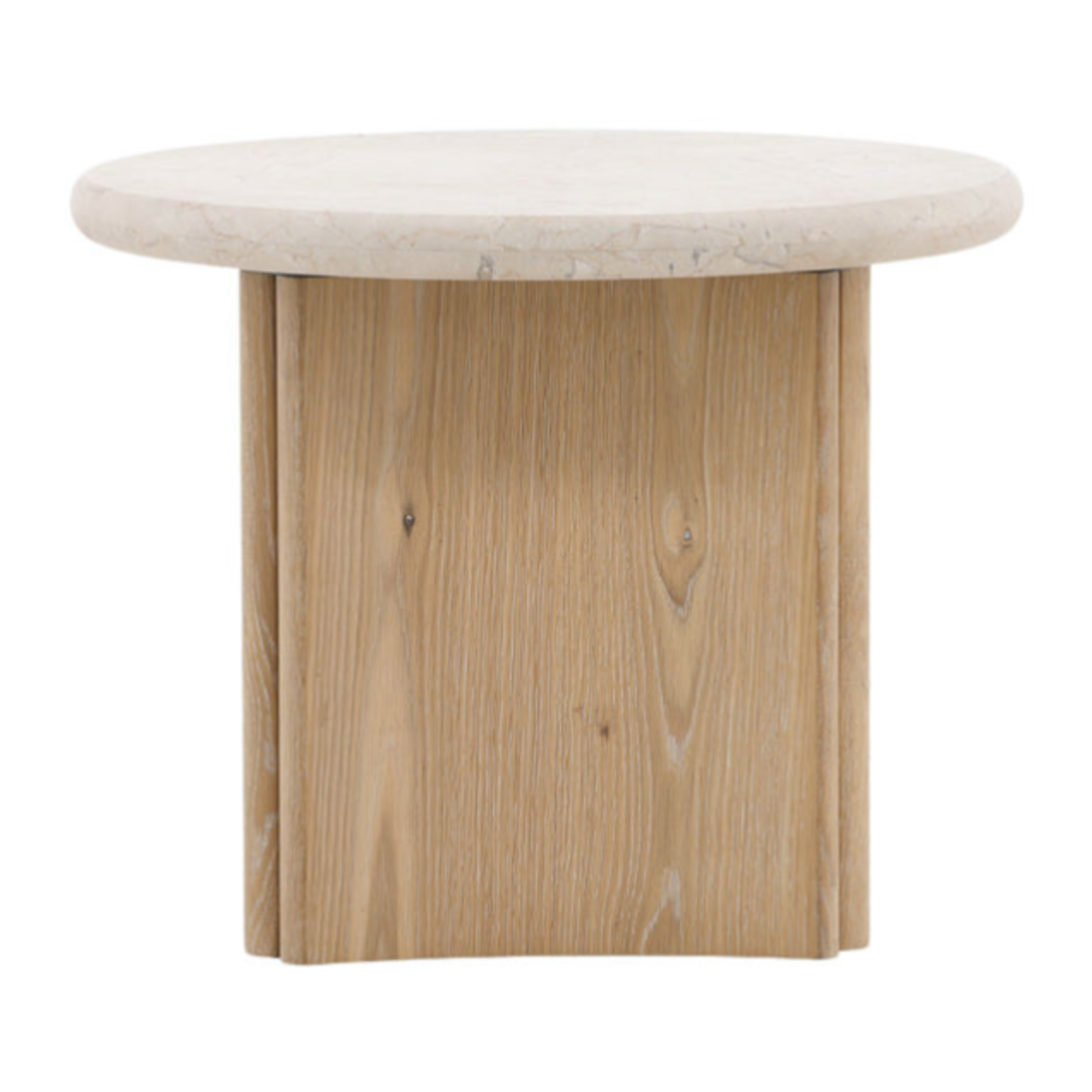 Outside The Box 24x20 Oja Cream Marble & Oak Wood Side Table