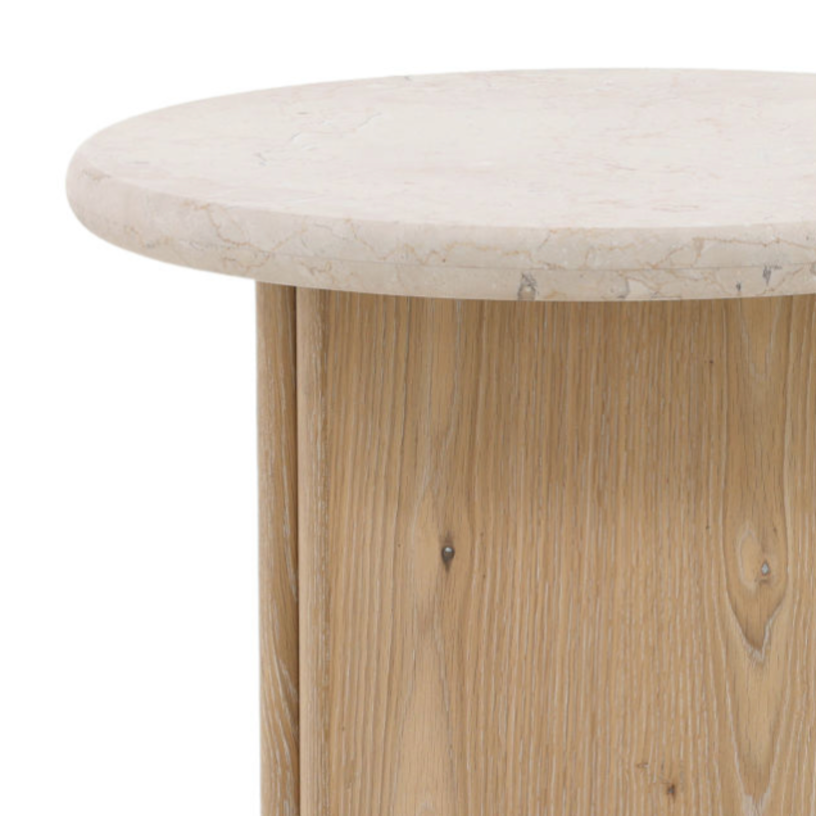 Outside The Box 24x20 Oja Cream Marble & Oak Wood Side Table