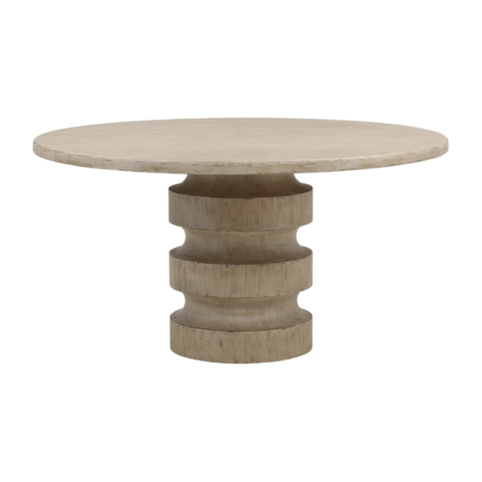 Outside The Box 58" Taryn Light Warm Wash Reclaimed Pine Wood Round Dining Table