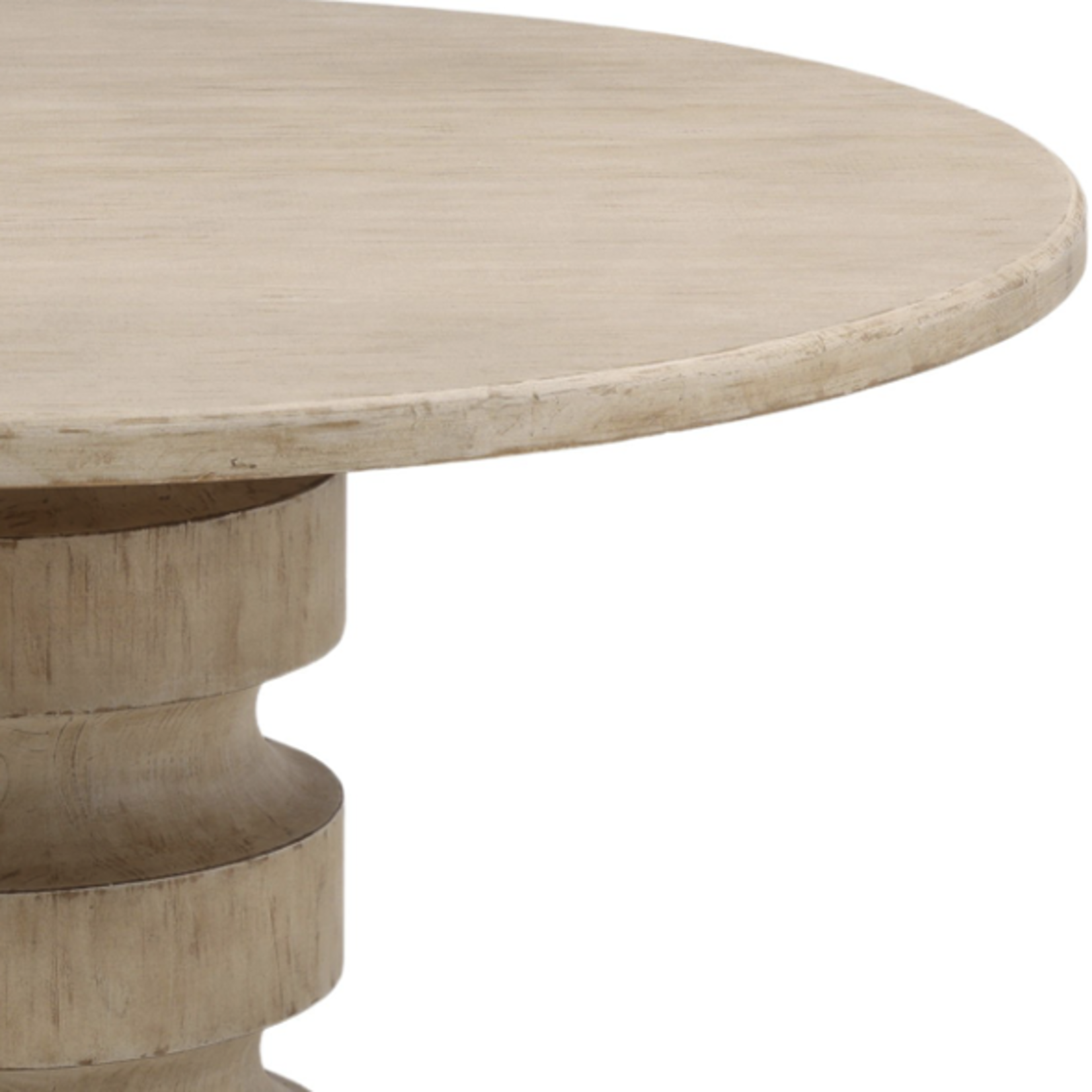 Outside The Box 58" Taryn Light Warm Wash Reclaimed Pine Wood Round Dining Table