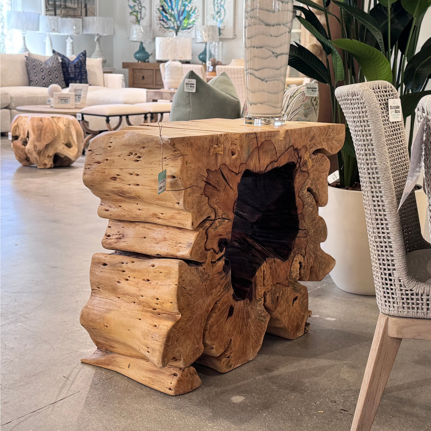 Outside The Box 35-39" Odette Solid Natural Tamarind Wood Console table