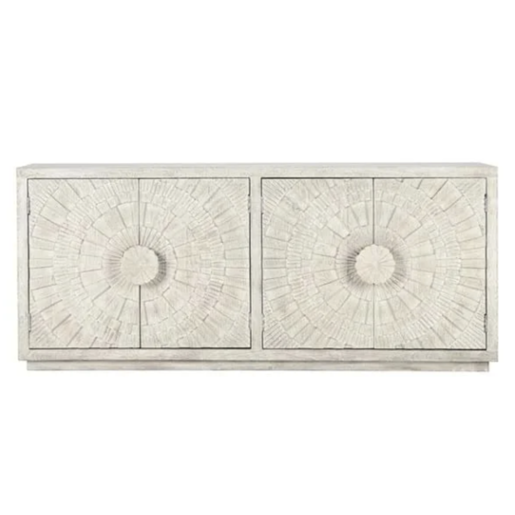 Outside The Box 84x18x36 Apollo Coastal White Mango Wood 4 Door Server / Cabinet