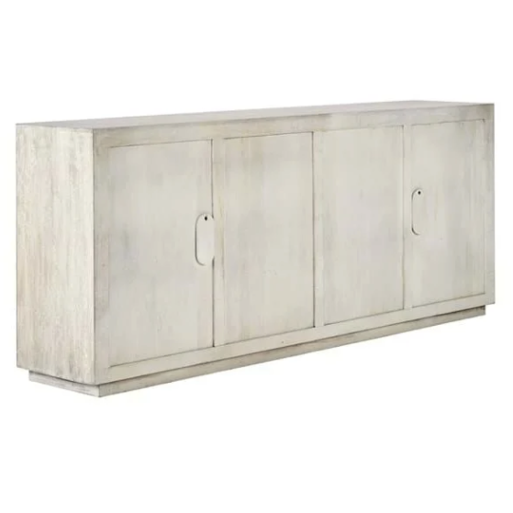 Outside The Box 84x18x36 Apollo Coastal White Mango Wood 4 Door Server / Cabinet
