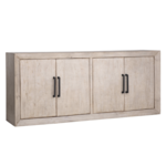 Outside The Box 84x18x36 Sonya Light Gray Wash Reclaimed Pine Wood  4 Door Sideboard
